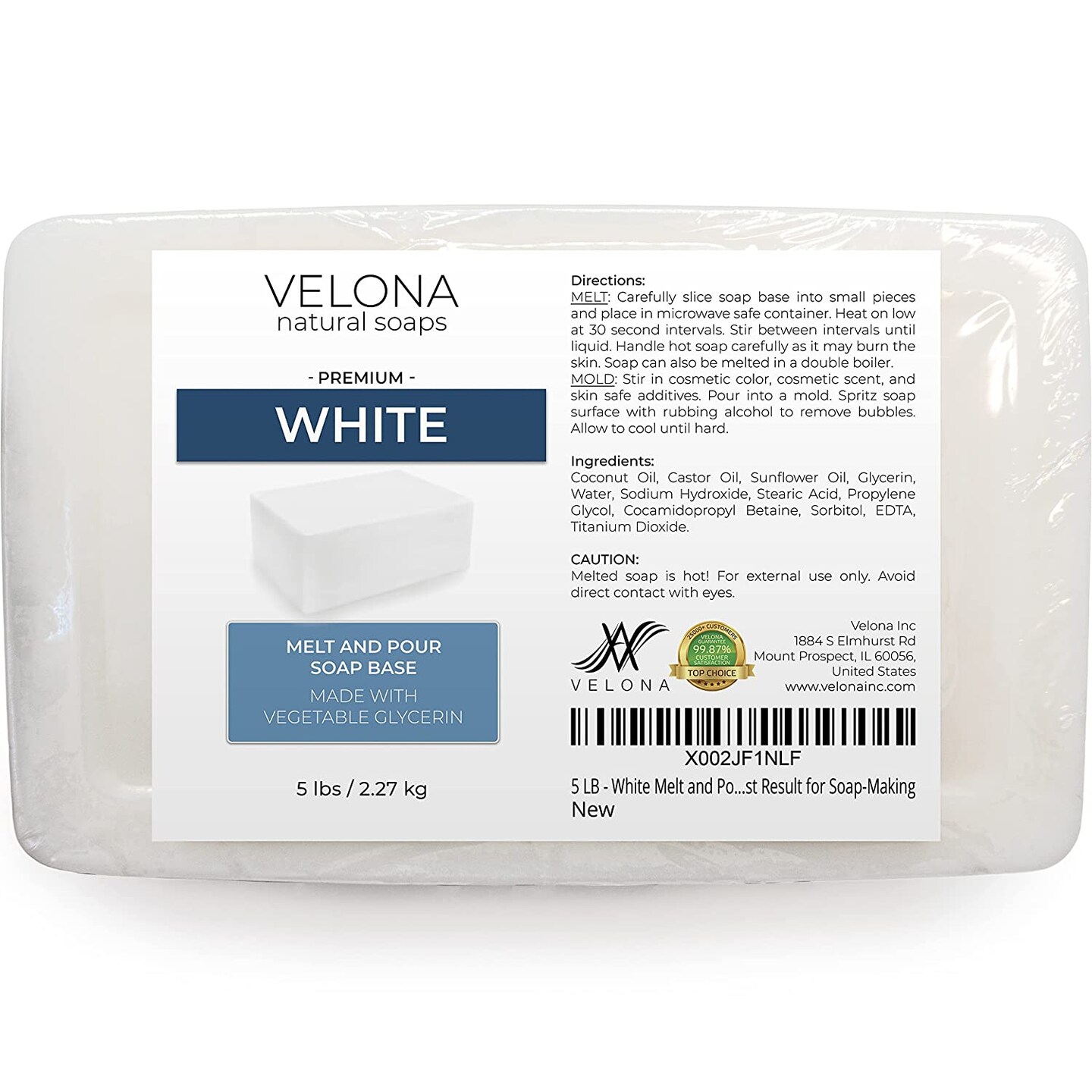 5 LB - White Melt and Pour Soap Base by Velona | SLS/SLES Free | Natural Bars for The Best Result for Soap-Making