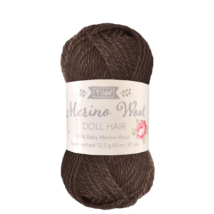 Tilda Yarn for Doll Hair - Dark Brown - Mini Yarn Ball