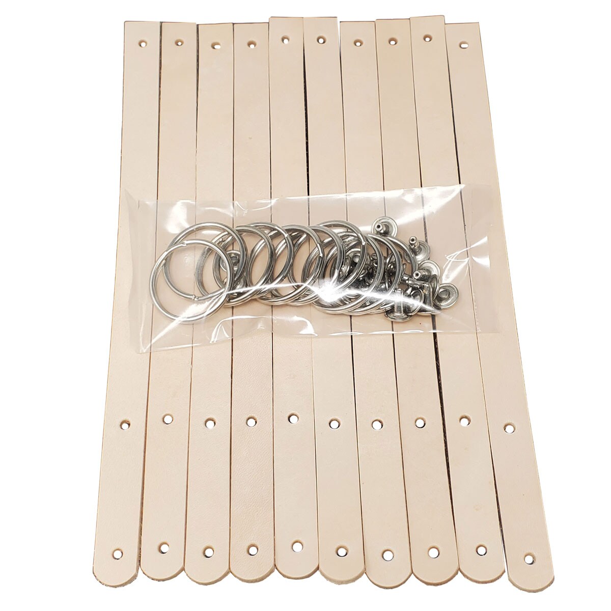 Vegetable-Tanned Leather Keychains DIY Kit – 10 Pack of 1/2" Blanks with Hardware