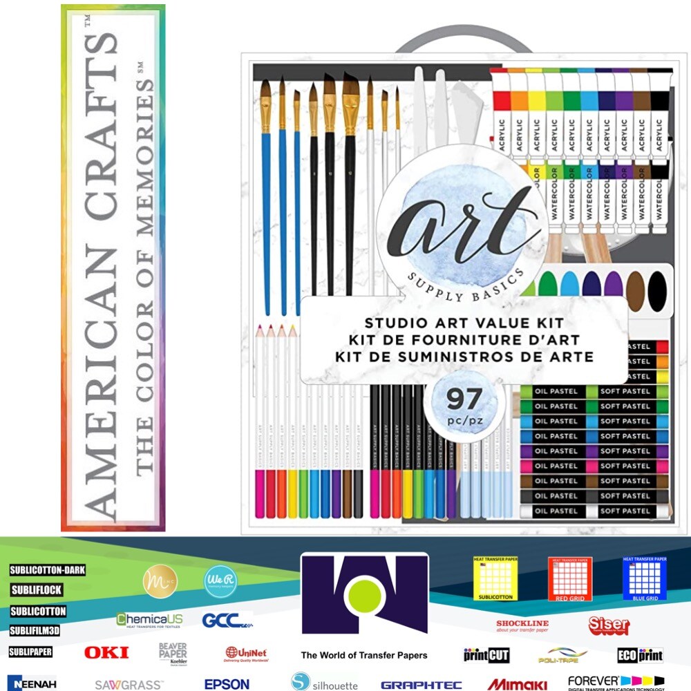 American Crafts 354845 Art Supply Basics Studio Kit - Pack of 97
