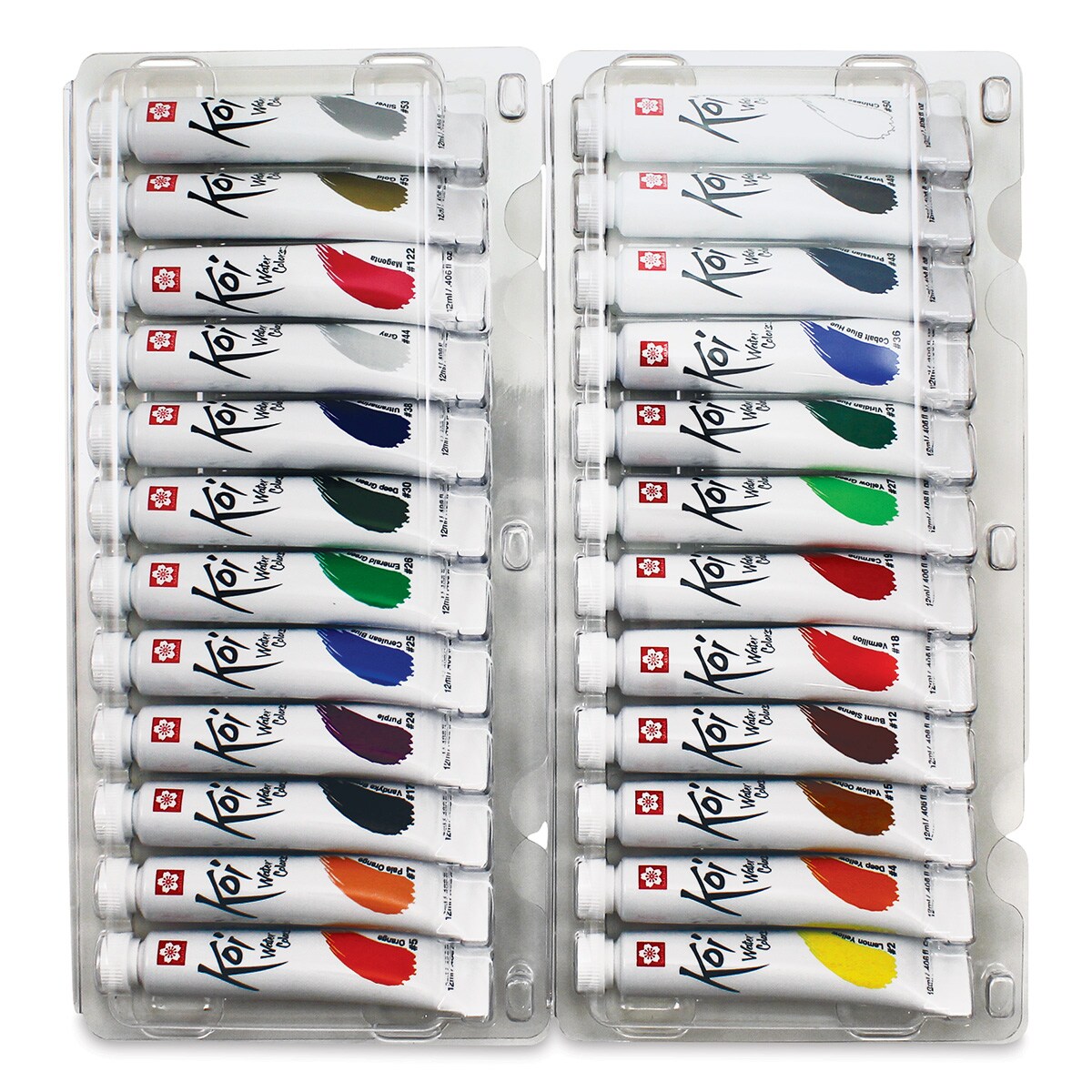 Sakura Koi Watercolor - Set of 24, Assorted Colors, 12 ml, Tubes
