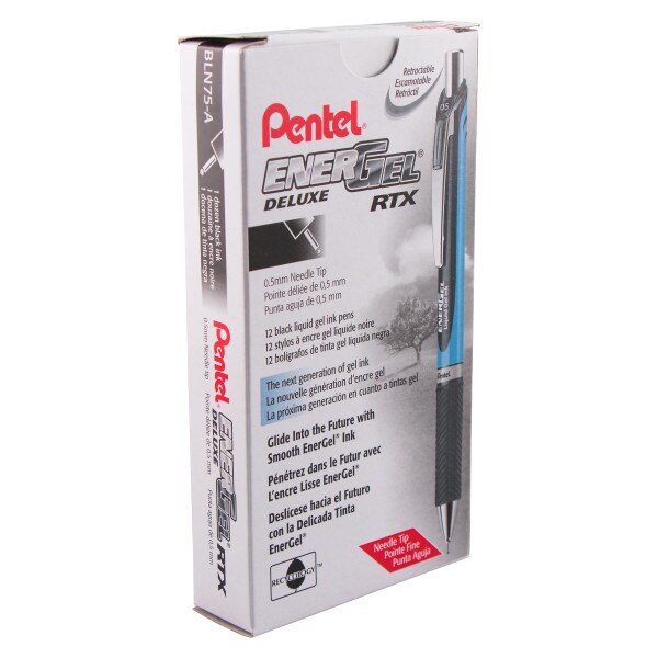 EnerGel RTX Retractable Liquid Gel Pen, (0.5mm) Needle Tip, Fine Line, Black Ink