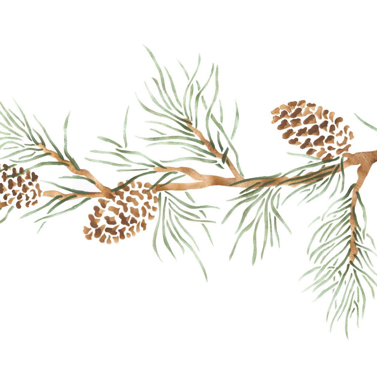 Pinecone Branch Wall Stencil | 3233 by Designer Stencils | Animal & Nature Stencils |
