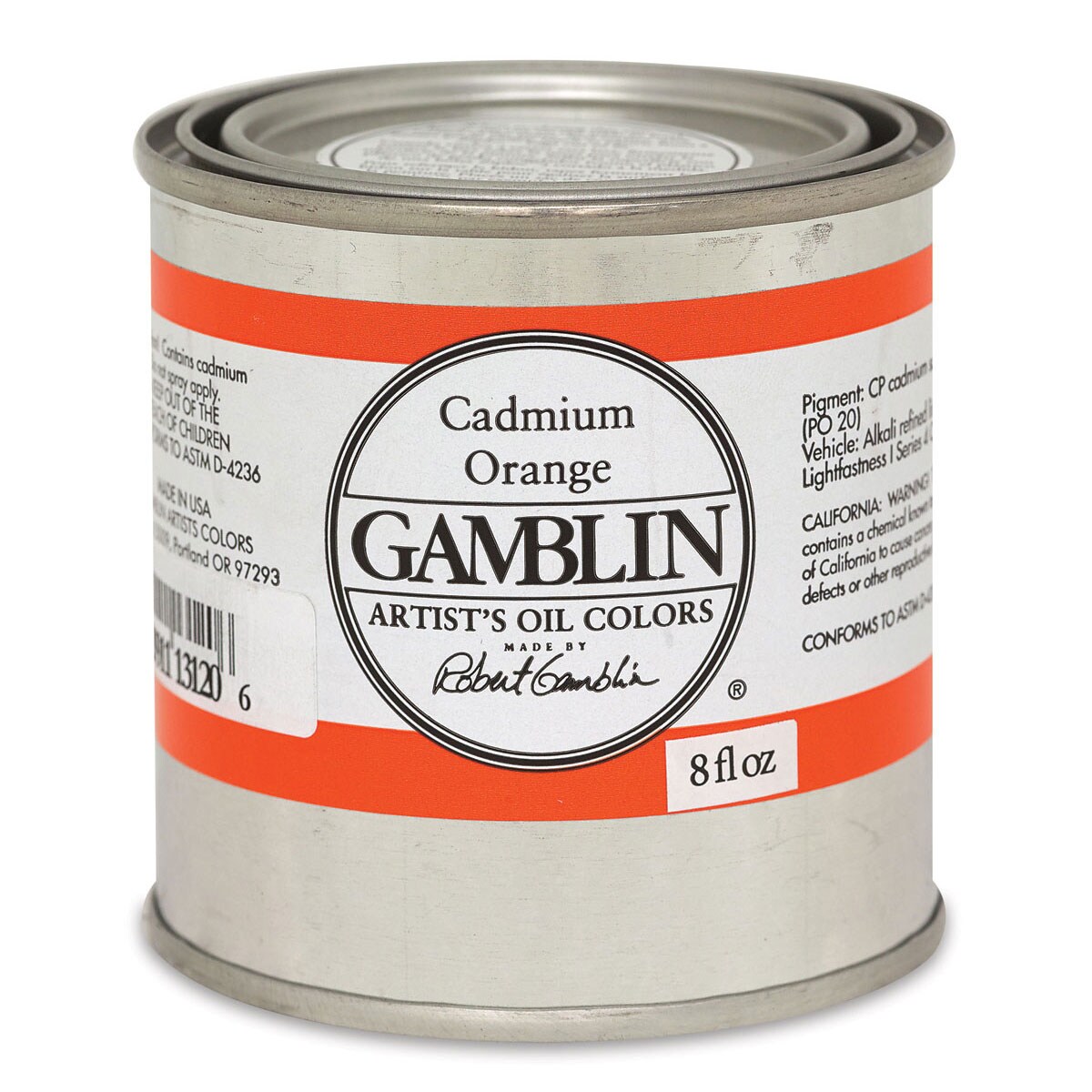 Gamblin Artist&#x27;s Oil Color - Cadmium Orange, 8 oz Can