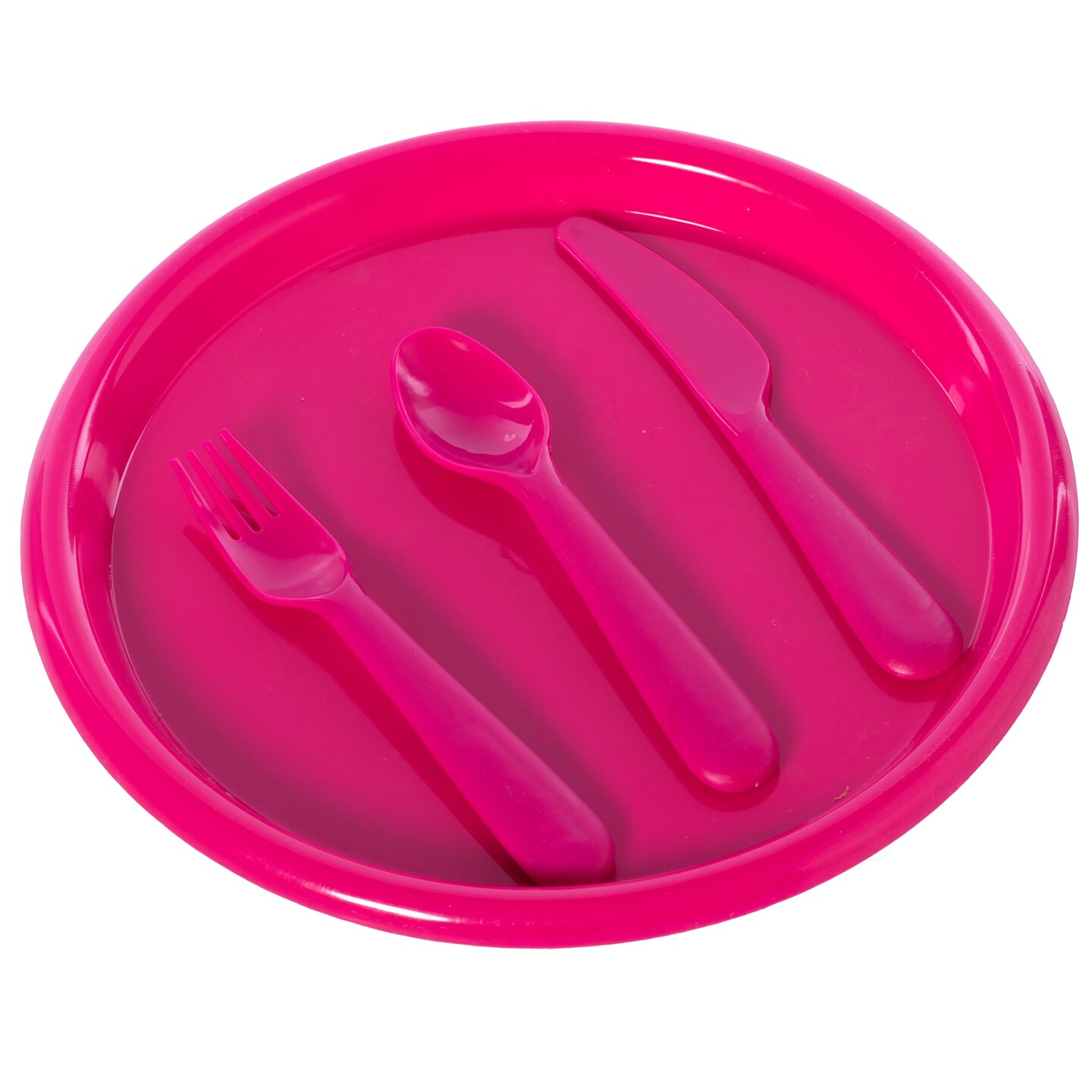Reusable Cutlery Set of 4 Plastic Plates, Spoons, Forks and Knives for Baby and Toddlers