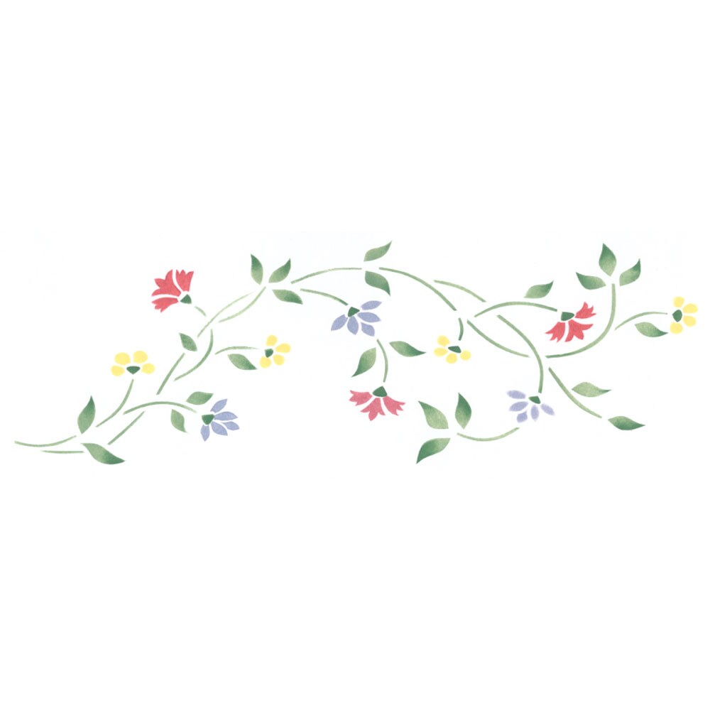 Small Floral Wall Stencil Border | 3482 by Designer Stencils | Floral Stencils | Reusable Art Craft Stencils for Painting on Walls, Canvas, Wood | Reusable Plastic Paint Stencil for Home Makeover | Easy to Use &#x26; Clean Art Stencil