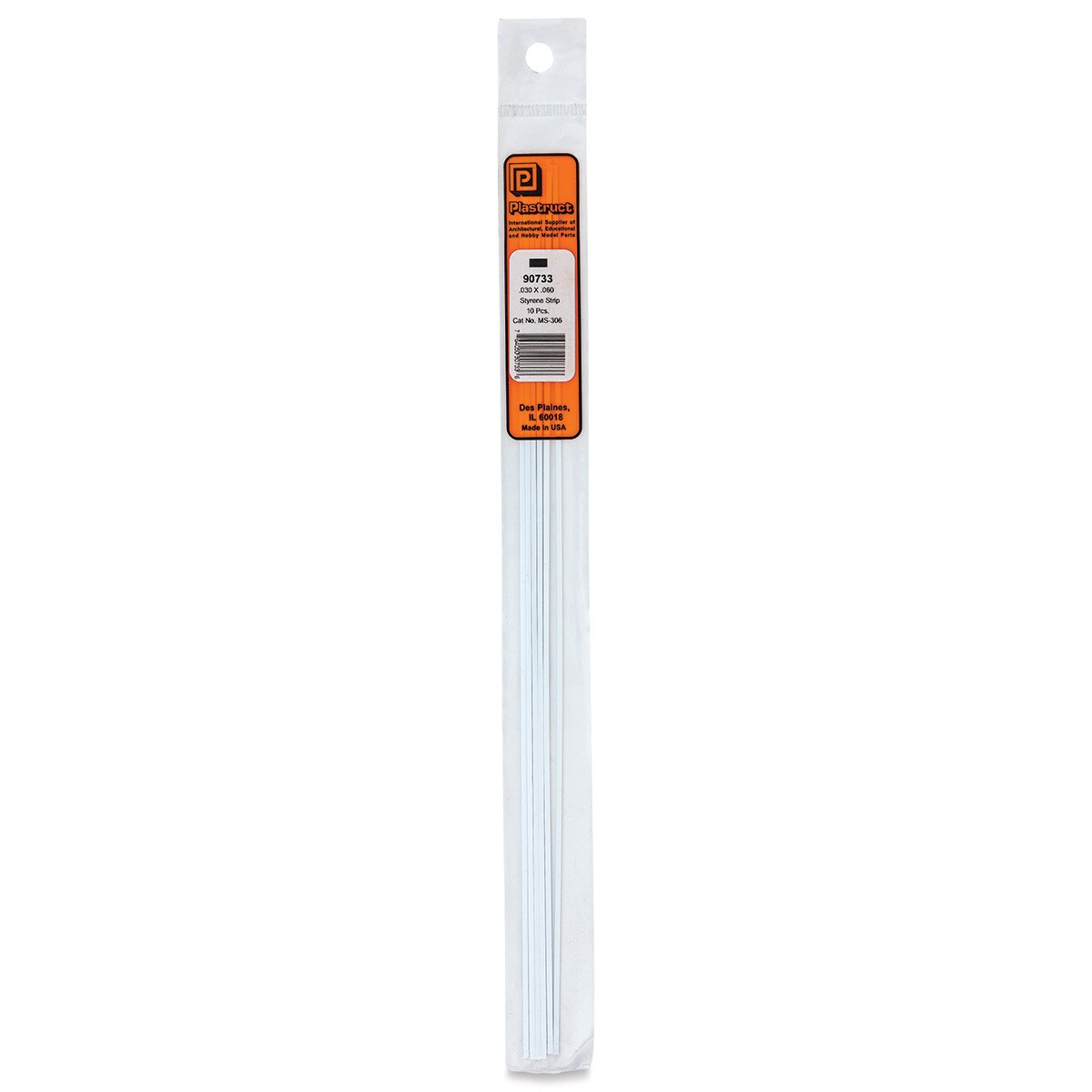 Plastruct Plastic Strip - Pkg of 10, 0.03&#x22; H &#xD7; 0.06&#x22; W &#xD7; 10&#x22; L