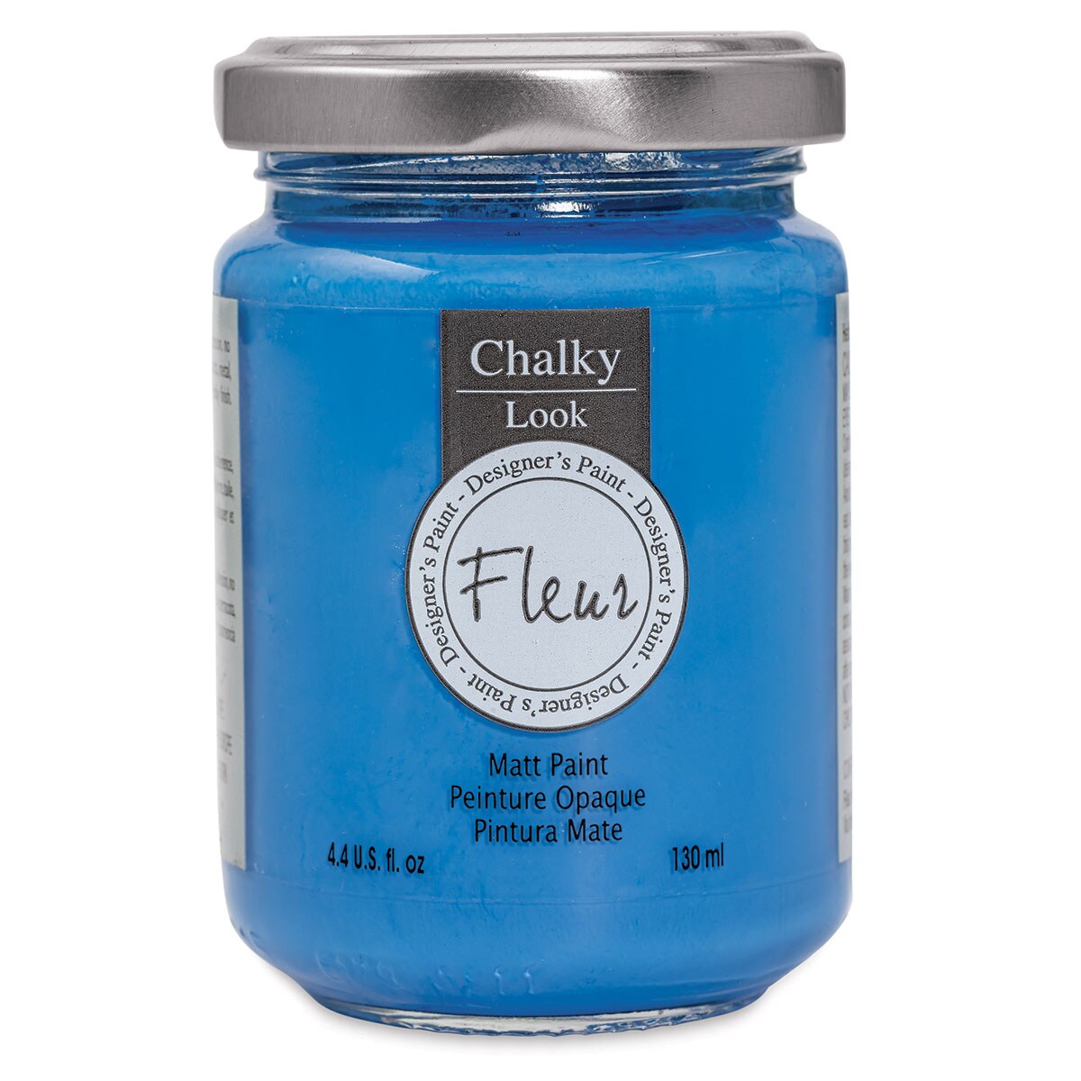 Fleur Chalky Look Paint - Primary Cyan, 4.4 oz jar