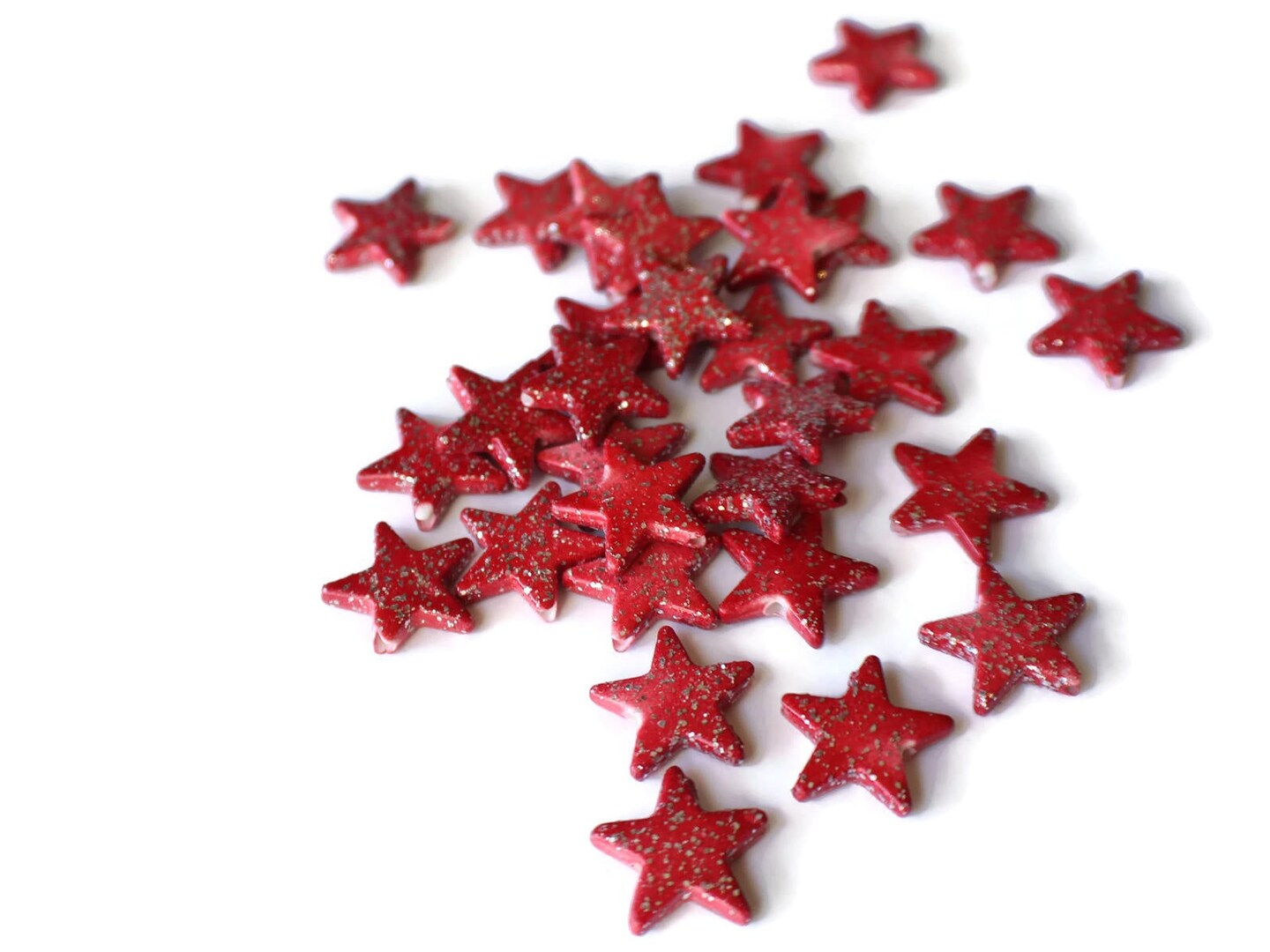 30 16mm Sparkly Star Beads Plastic Beads You Pick the Color