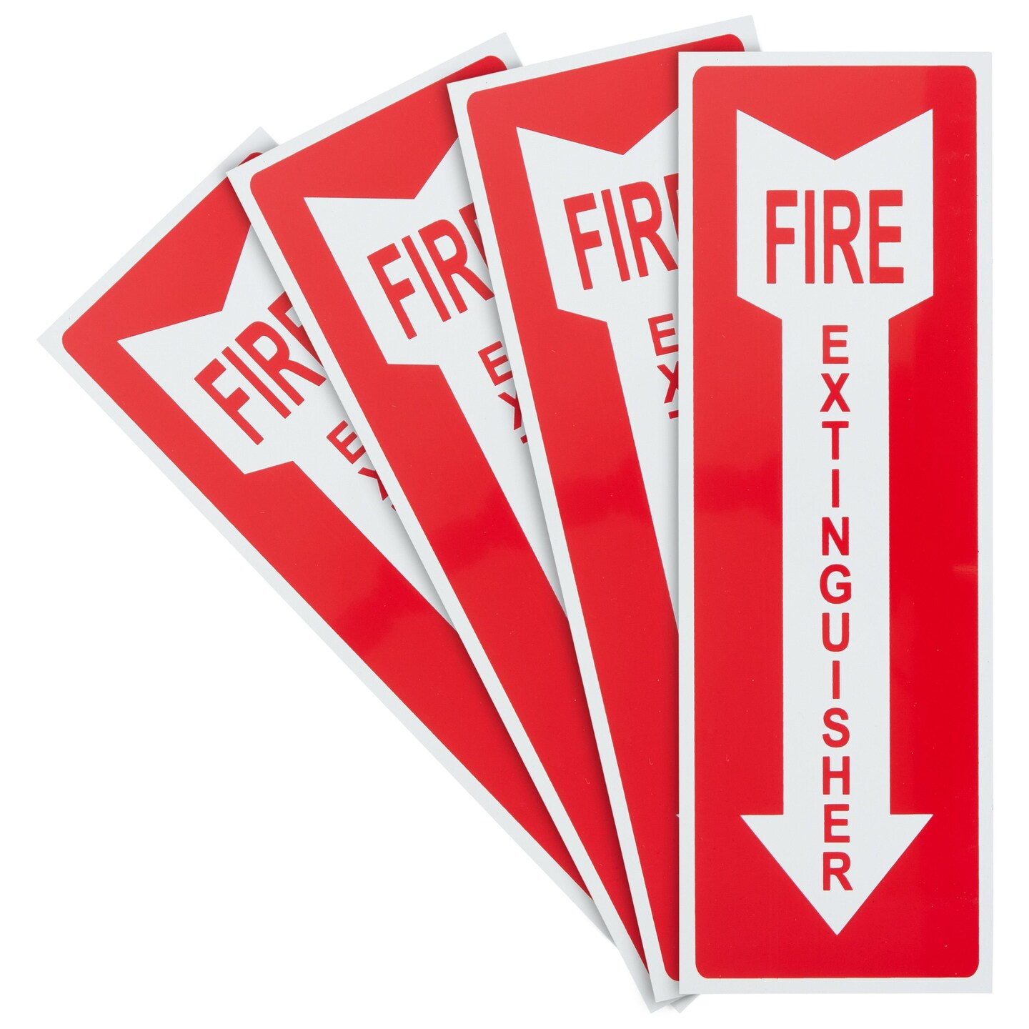 4 Pack Aluminum Fire Extinguisher Signs Stickers for Office, Retail, Restaurants (3.9 x 11.75 In)