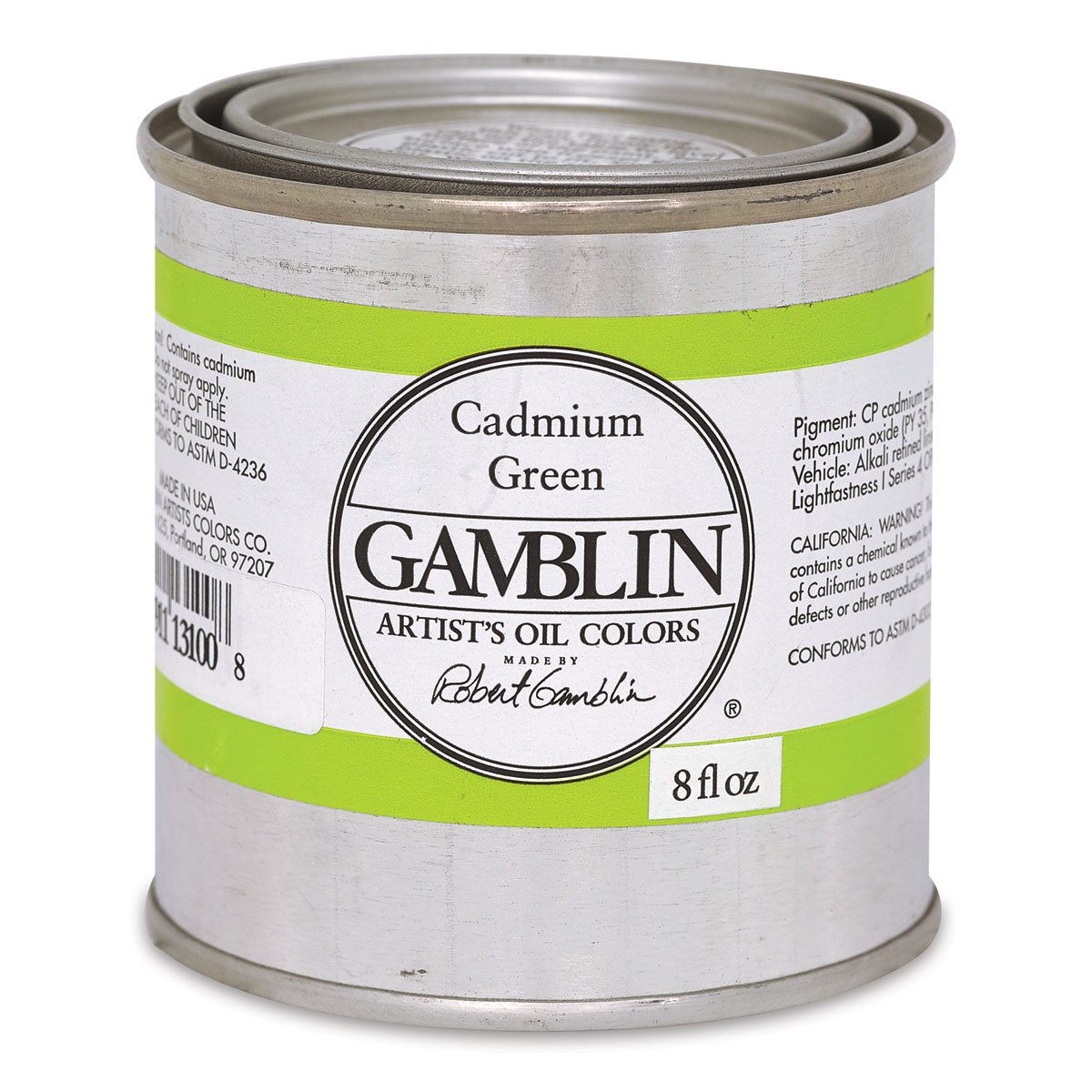 Gamblin Artist&#x27;s Oil Color - Cadmium Green, 8 oz Can