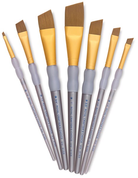 Royal Langnickel Crafters&#x27; Choice Brush Set - Taklon Angular Brushes, Set of 7