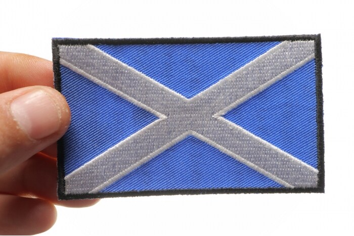 Patch, Embroidered Patch (Iron-On or Sew-On), Scotland Scottish Flag Patch, 3" x 2"