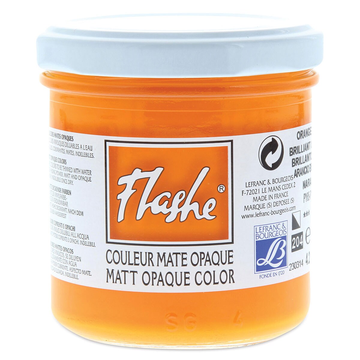 Lefranc &#x26; Bourgeois Flashe Vinyl Paint - Japanese Orange, 125 ml jar