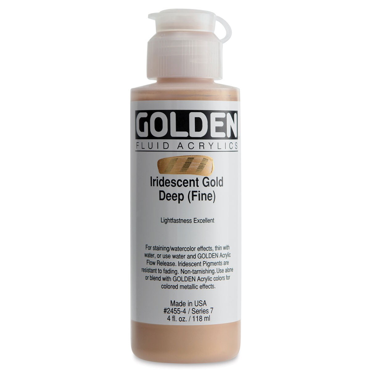 Golden Fluid Acrylics - Iridescent Gold Deep (Fine), 4 oz bottle