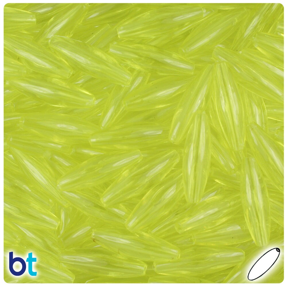 BeadTin Yellow Transparent 19mm Spaghetti Plastic Craft Beads (150pcs