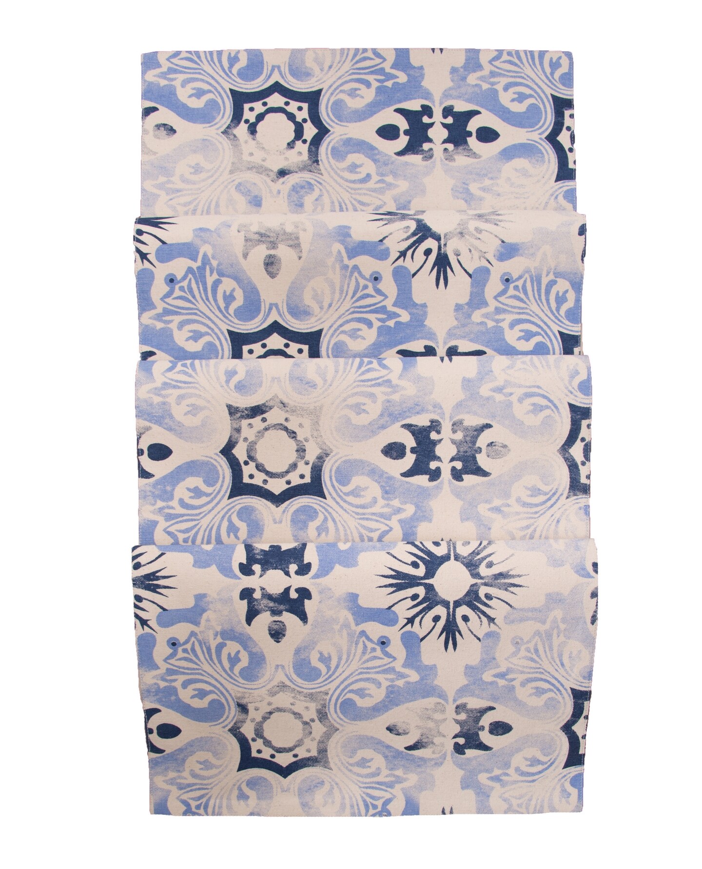 13&#x22; x 72&#x22; Blue Tile Kitchen Table Runner