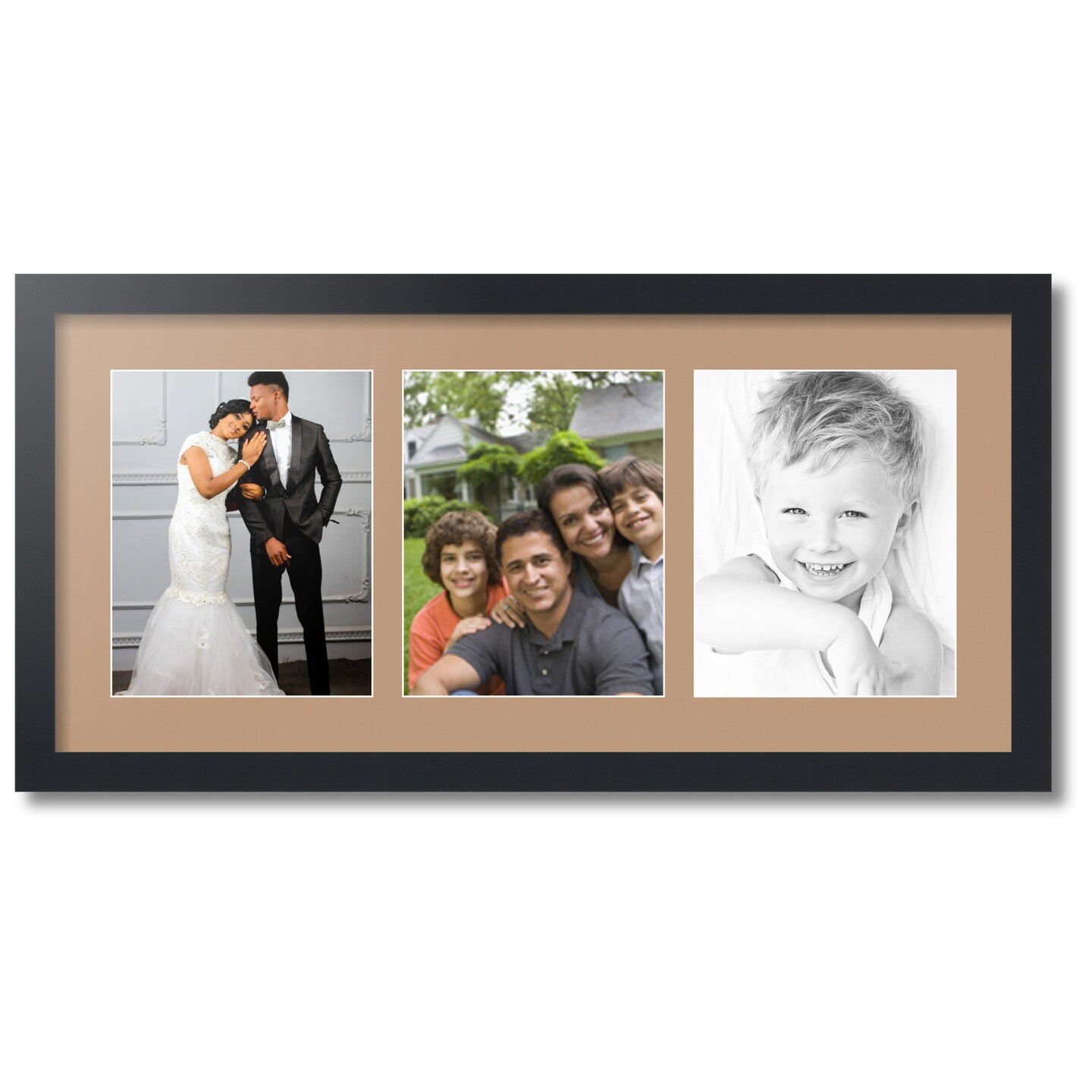 ArtToFrames Collage Photo Picture Frame with 3 - 8x10 inch Openings, Framed in Black with Over 62 Mat Color Options and Plexi Glass (CSM-3926-25)
