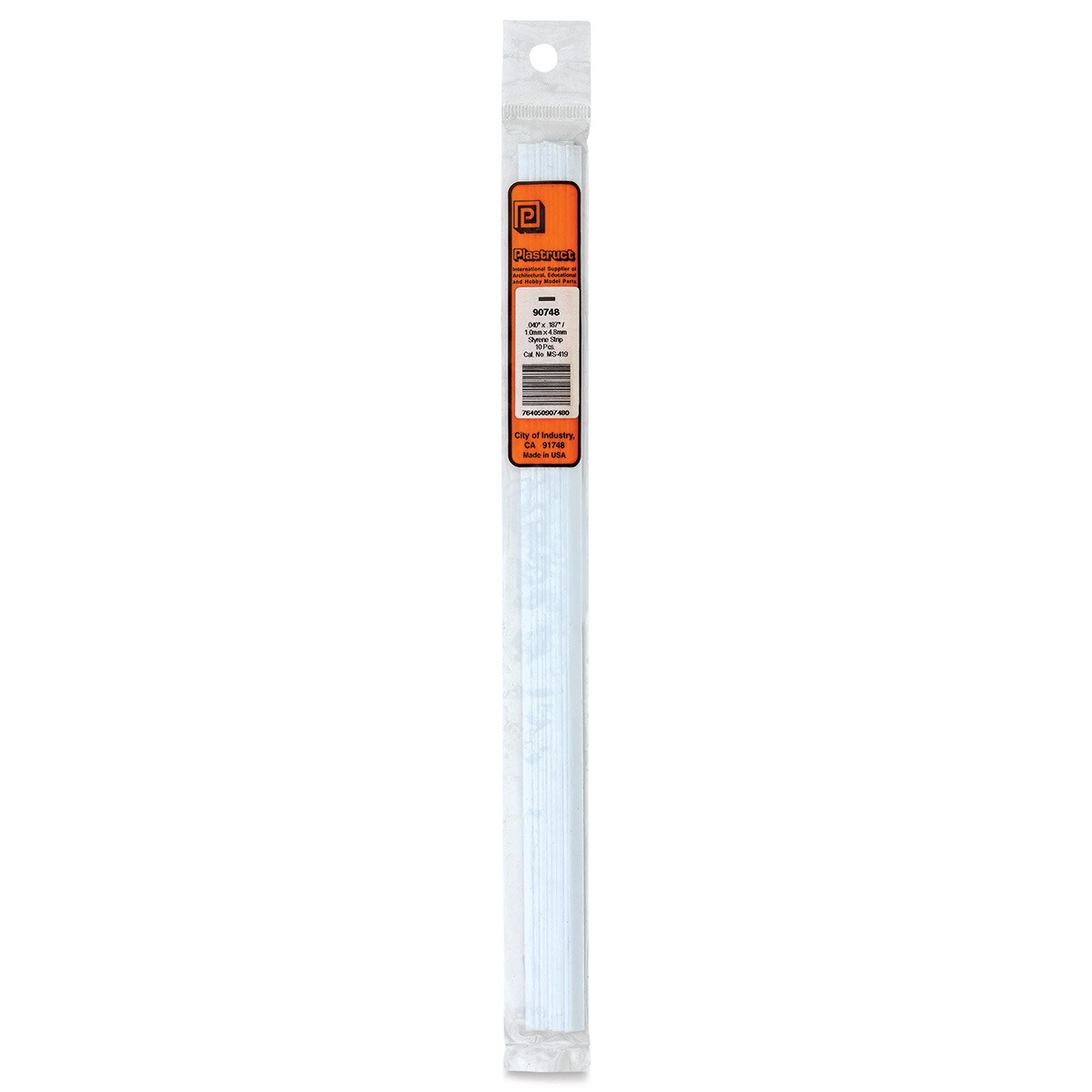 Plastruct Plastic Strip - Pkg of 10, 0.04&#x22; H &#xD7; 0.187&#x22; W &#xD7; 10&#x22; L