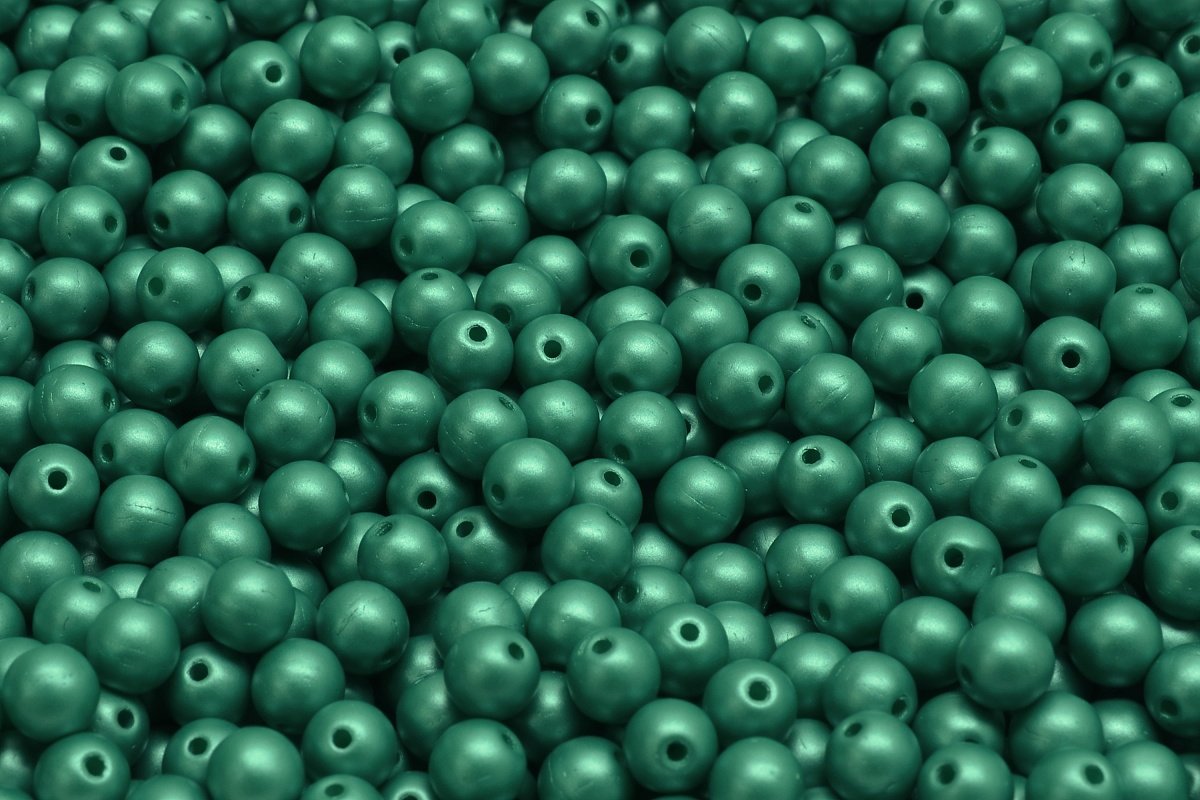 4mm Czech Round Druk Bead, Teal Pearl, 50 pieces