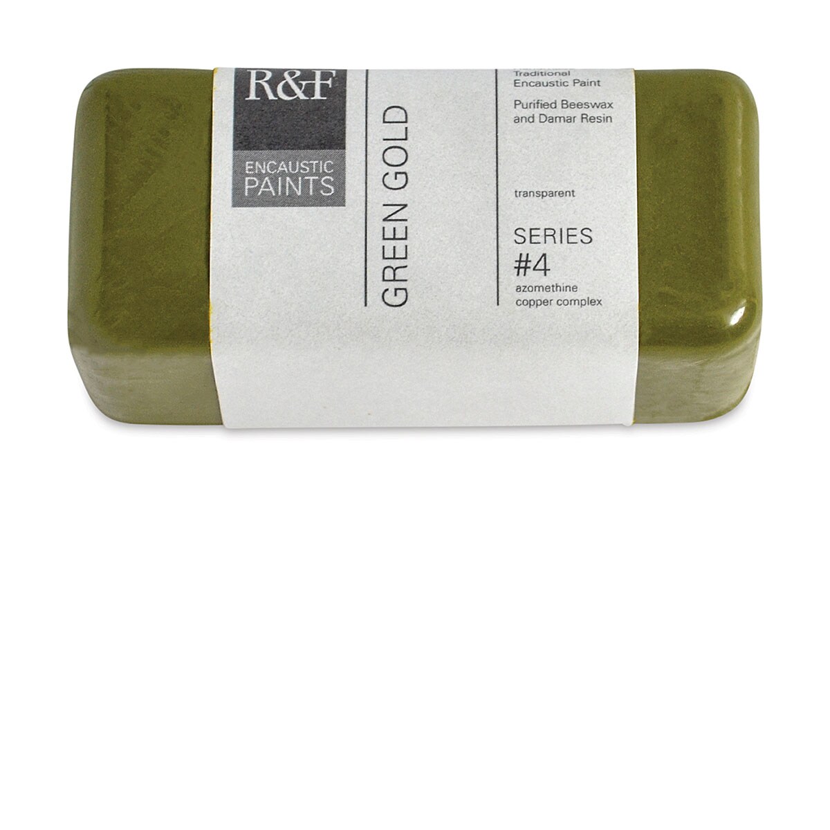 R&#x26;F Encaustic Paint Block - Green Gold, 104 ml block