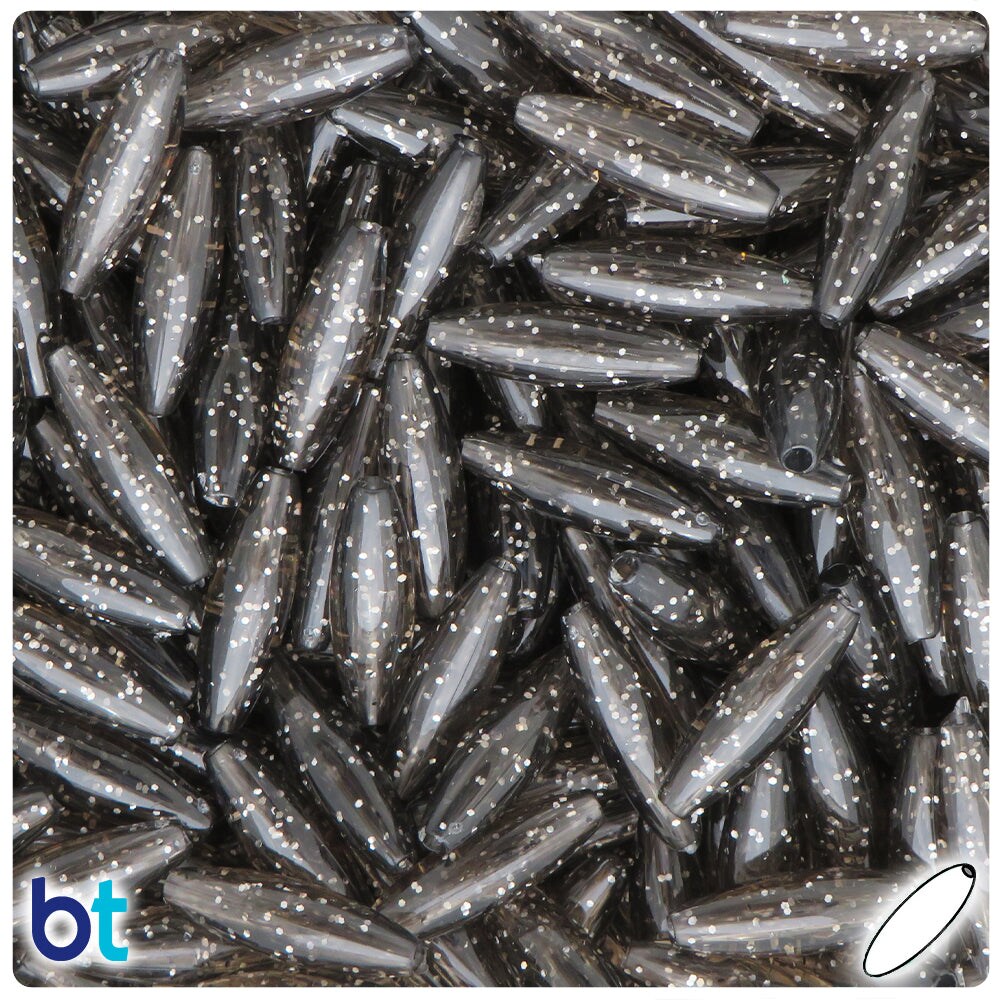 BeadTin Jet Sparkle 19mm Spaghetti Plastic Craft Beads (150pcs) Michaels