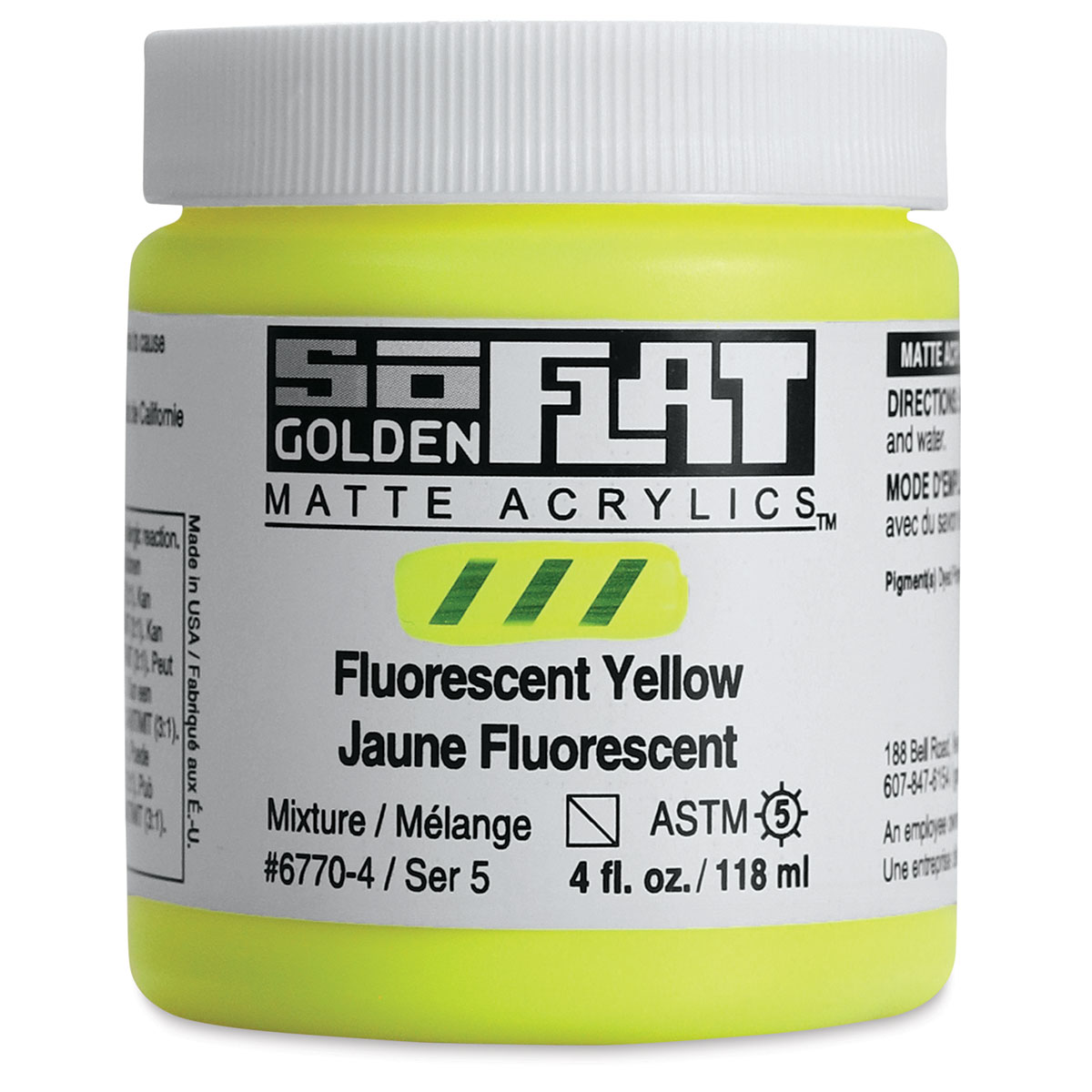 Golden SoFlat Matte Acrylic Paint Fluorescent Yellow, 118 ml, Jar Michaels