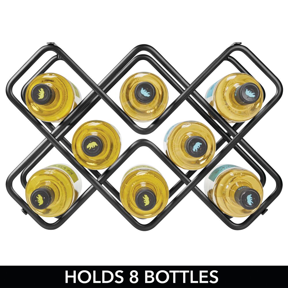 mDesign Metal Freestanding Wine Rack Storage Organizer, Holds 8 Bottles