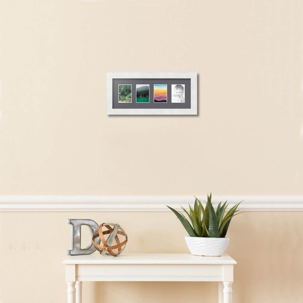 ArtToFrames Collage Photo Picture Frame with 4 - 2.5x3.5 inch Openings, Framed in White with Over 62 Mat Color Options and Regular Glass (CSM-3966-20)
