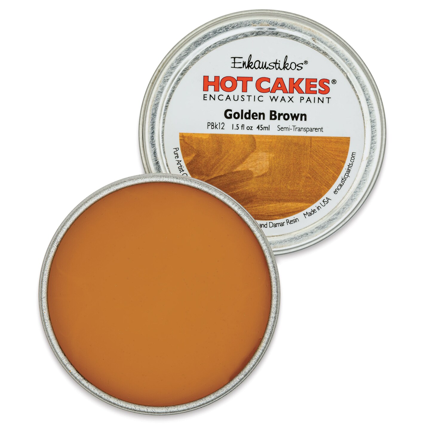 Enkaustikos Hot Cakes Encaustic Wax Paint - Golden Brown, 45 ml tin