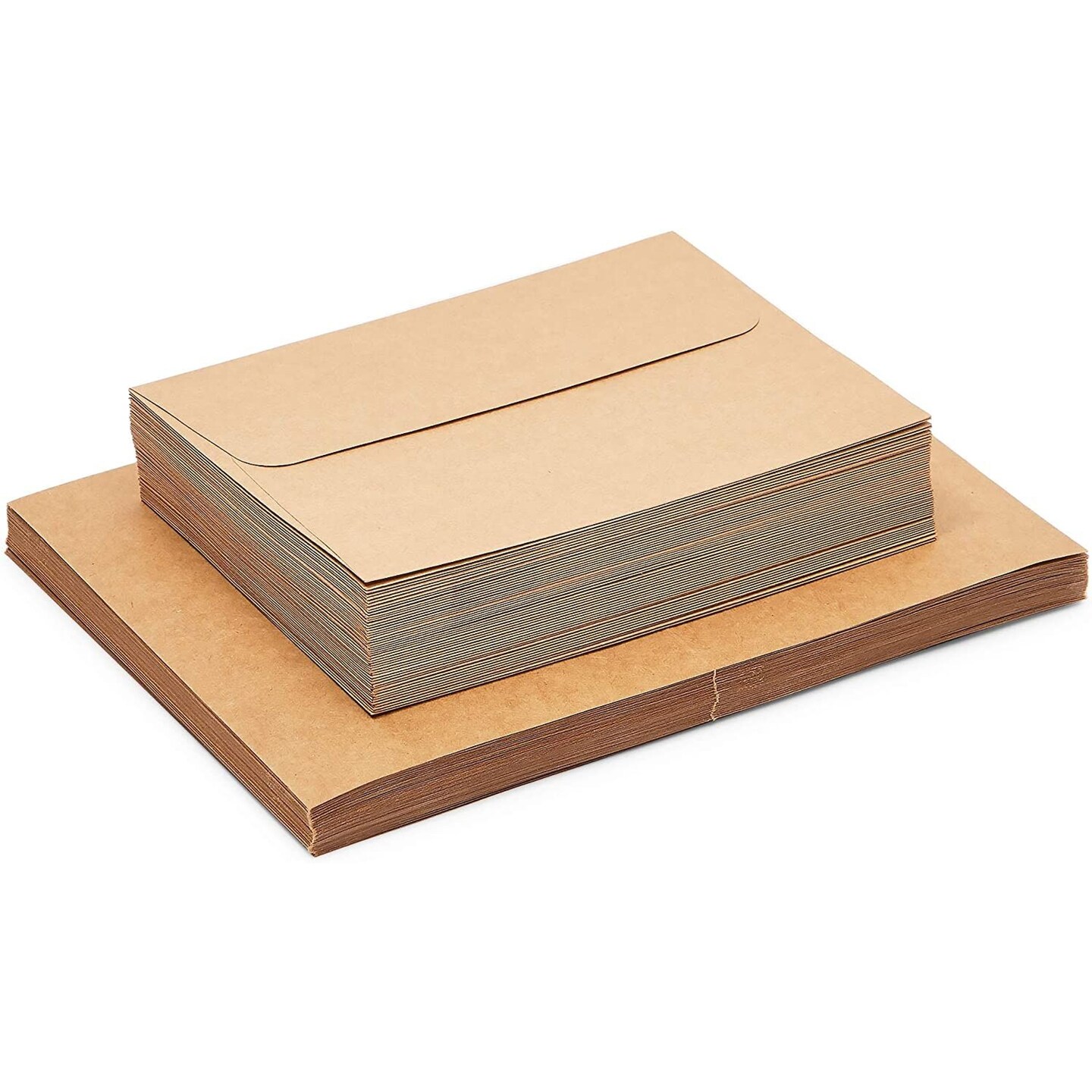 50 Pack Blank A7 Kraft Paper Cards and Envelopes, All Occasion 5x7 Note  Cards for Invitations, Open When Letters