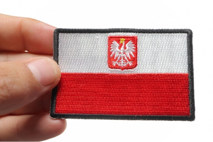 Patch, Embroidered Patch (Iron-On or Sew-On), Poland Polish Flag Patch, 3&#x22; x 2&#x22;
