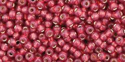 Toho 11/0 Round Japanese Seed Bead, #2113, Silver Lined Milky Pomegranate, 13 grams