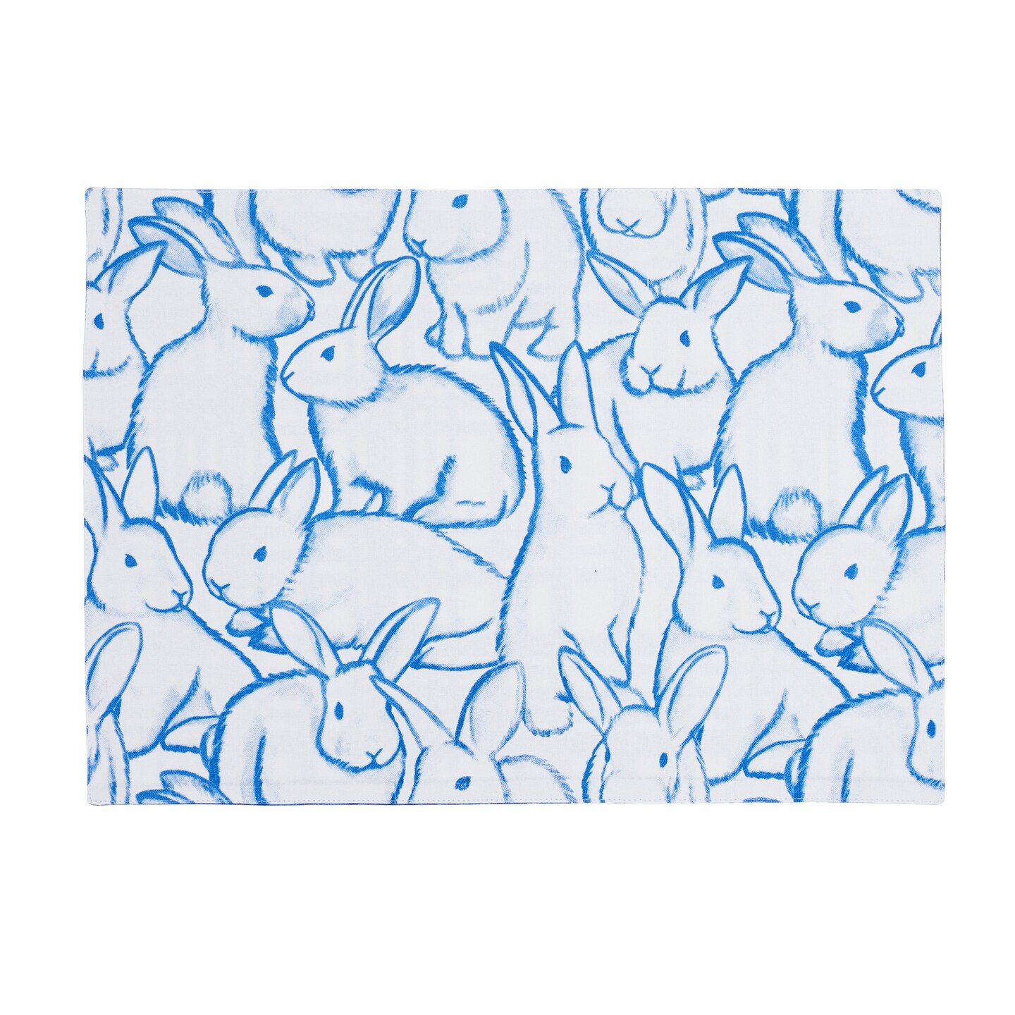 Blue Bunny Rabbit & Plaid Easter Spring Single Placemat, 14" x 20"