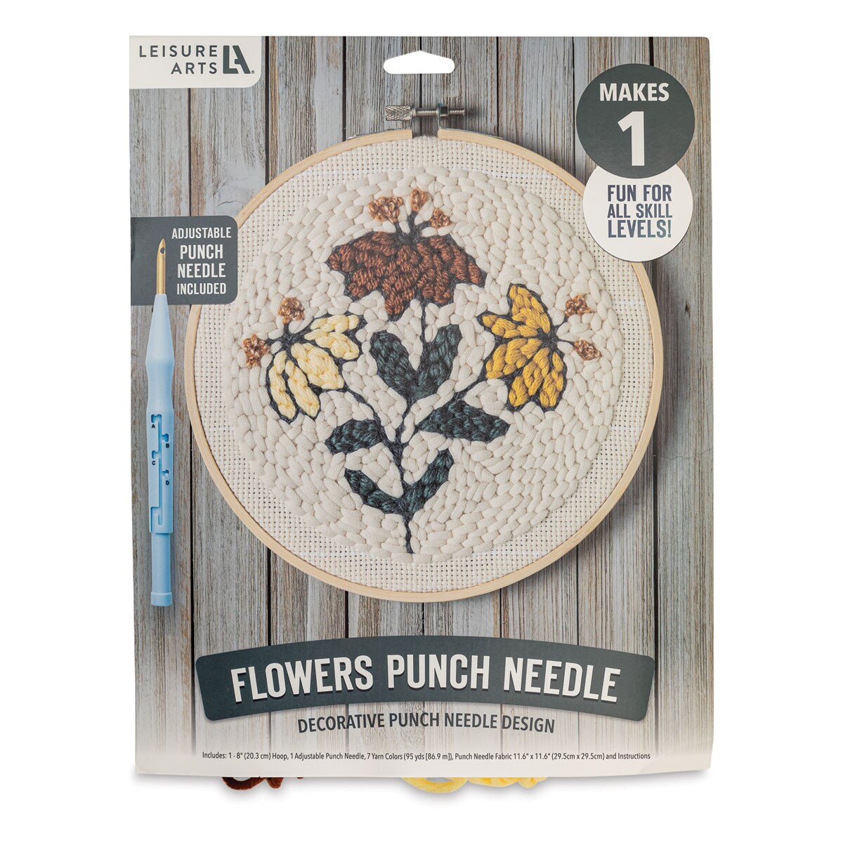 Leisure Arts Punch Needle Kit - Flowers, 8&#x22;