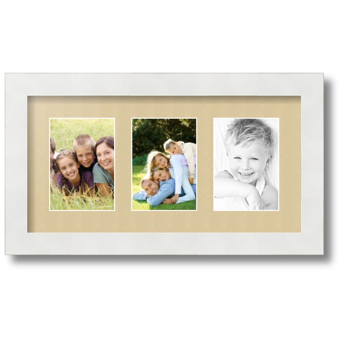 ArtToFrames Collage Photo Picture Frame with 3 - 3.5x5 inch Openings, Framed in White with Over 62 Mat Color Options and Regular Glass (CSM-3966-29)