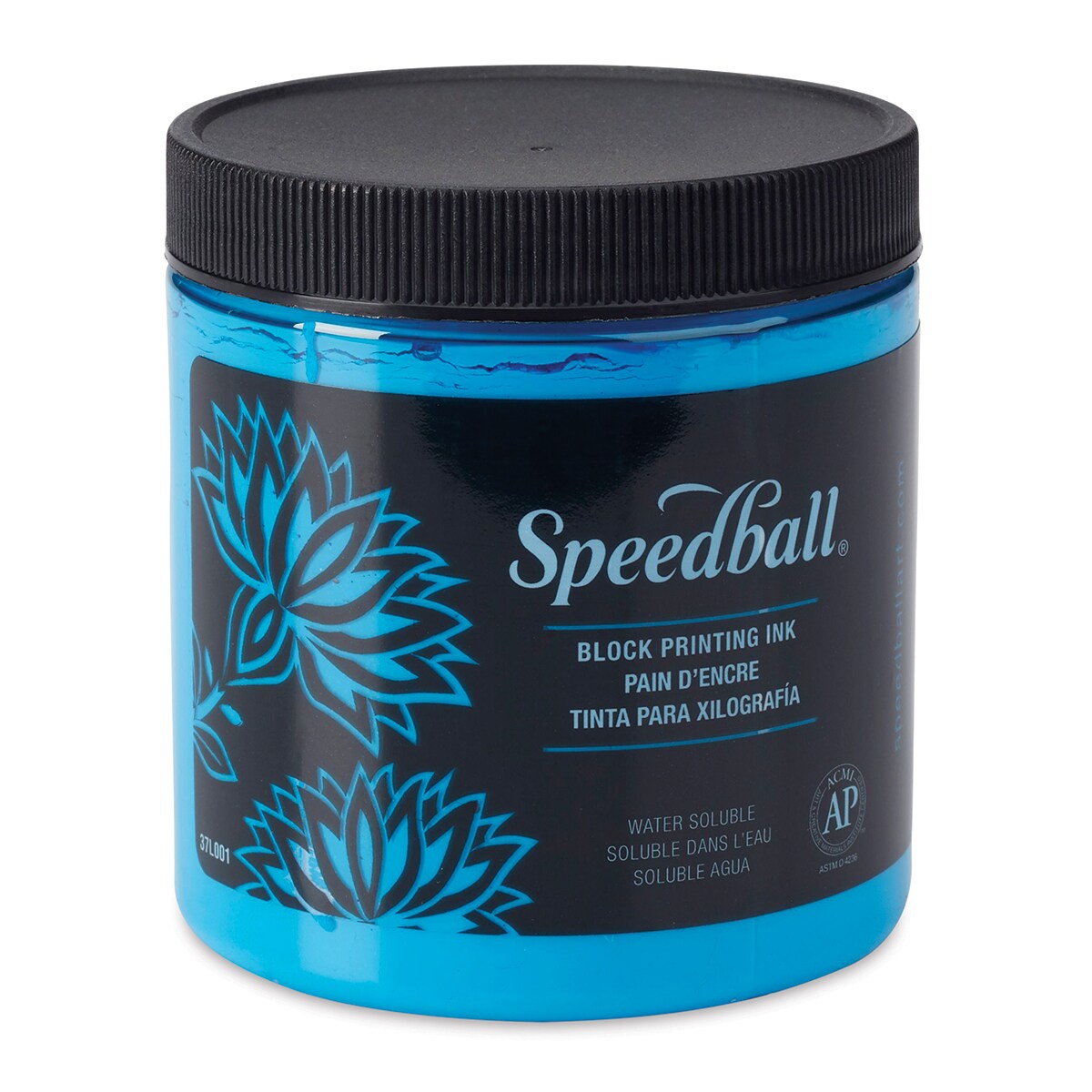 Speedball WaterSoluble Block Printing Ink Fluorescent Blue, 8 oz