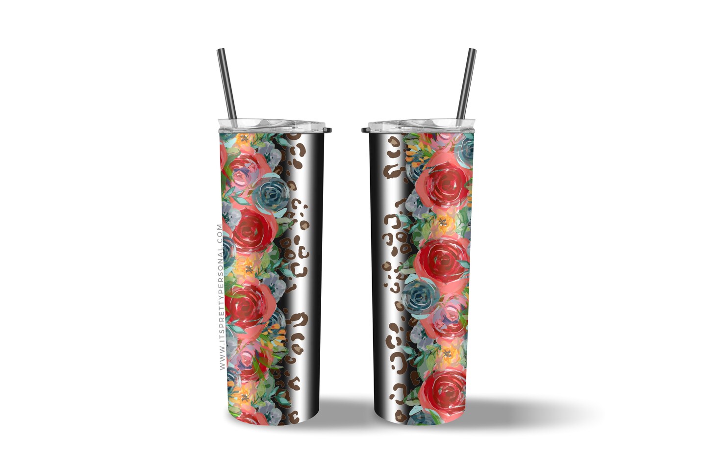 #320 CLEAR- 20oz Floral Leopard- 9.4" x 8" Pattern Vinyl Wrap (IPP EXCLUSIVE!)