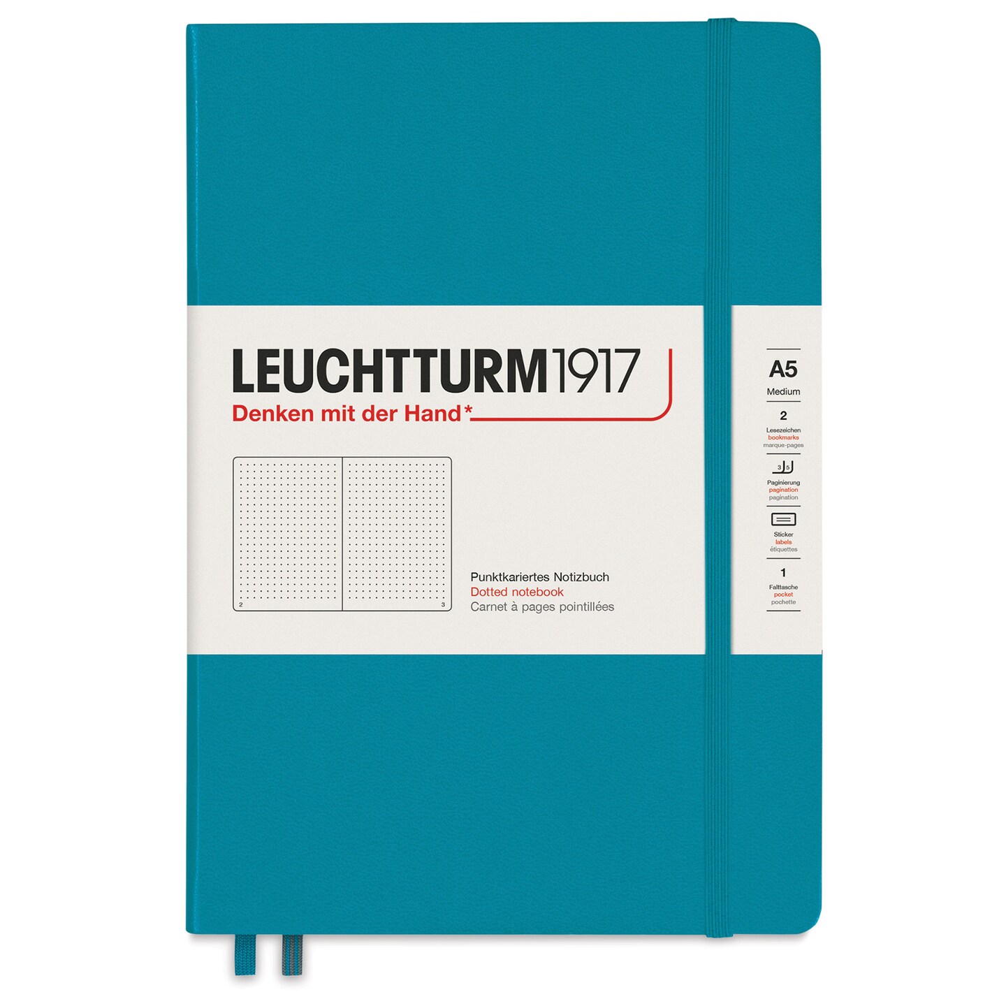 Leuchtturm1917 Dotted Hardbound Notebook - Ocean, 5-3/4&#x22; x 8-1/4&#x22;