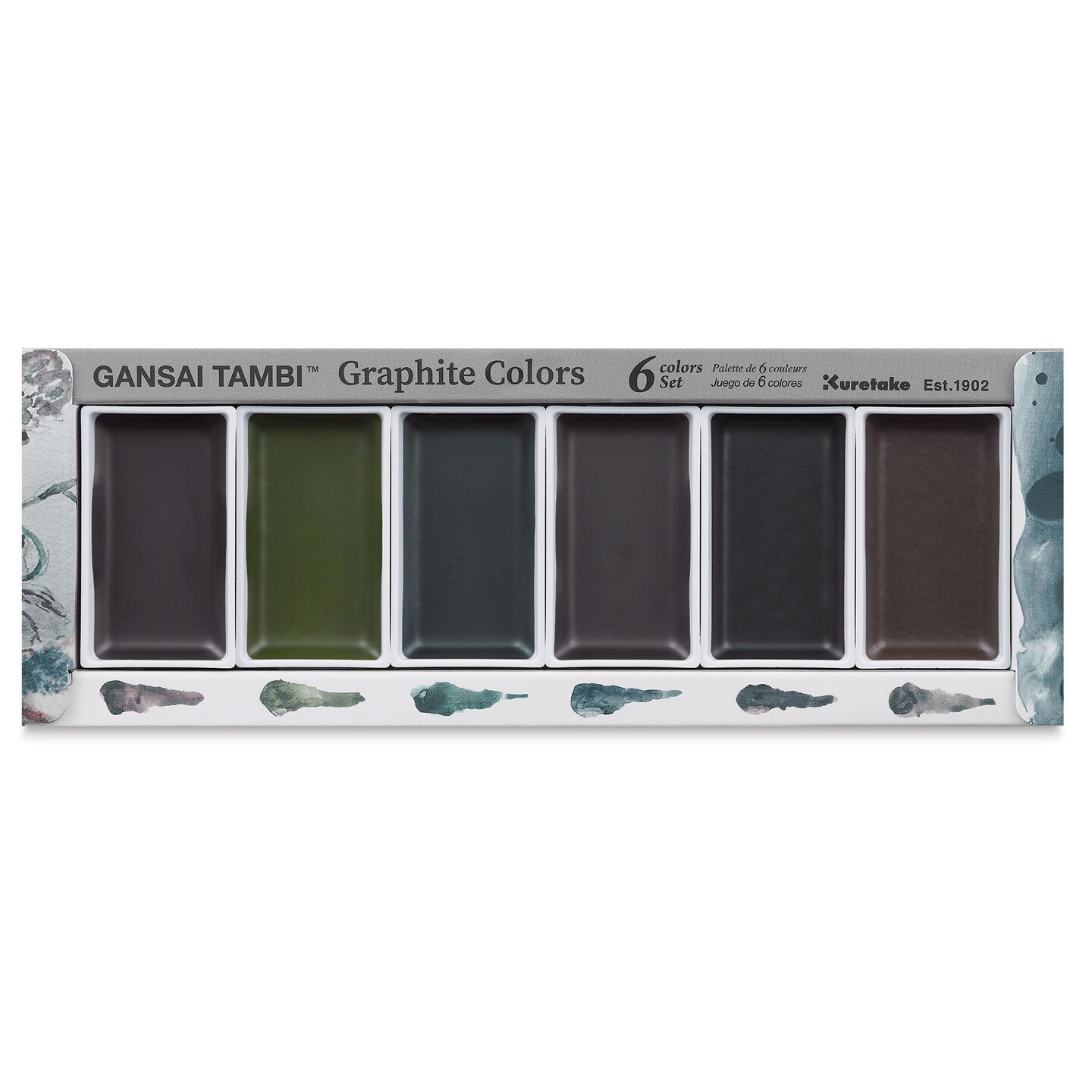 Kuretake Gansai Tambi Watercolor Paint Pans - Graphite Colors, Set of 6 ...