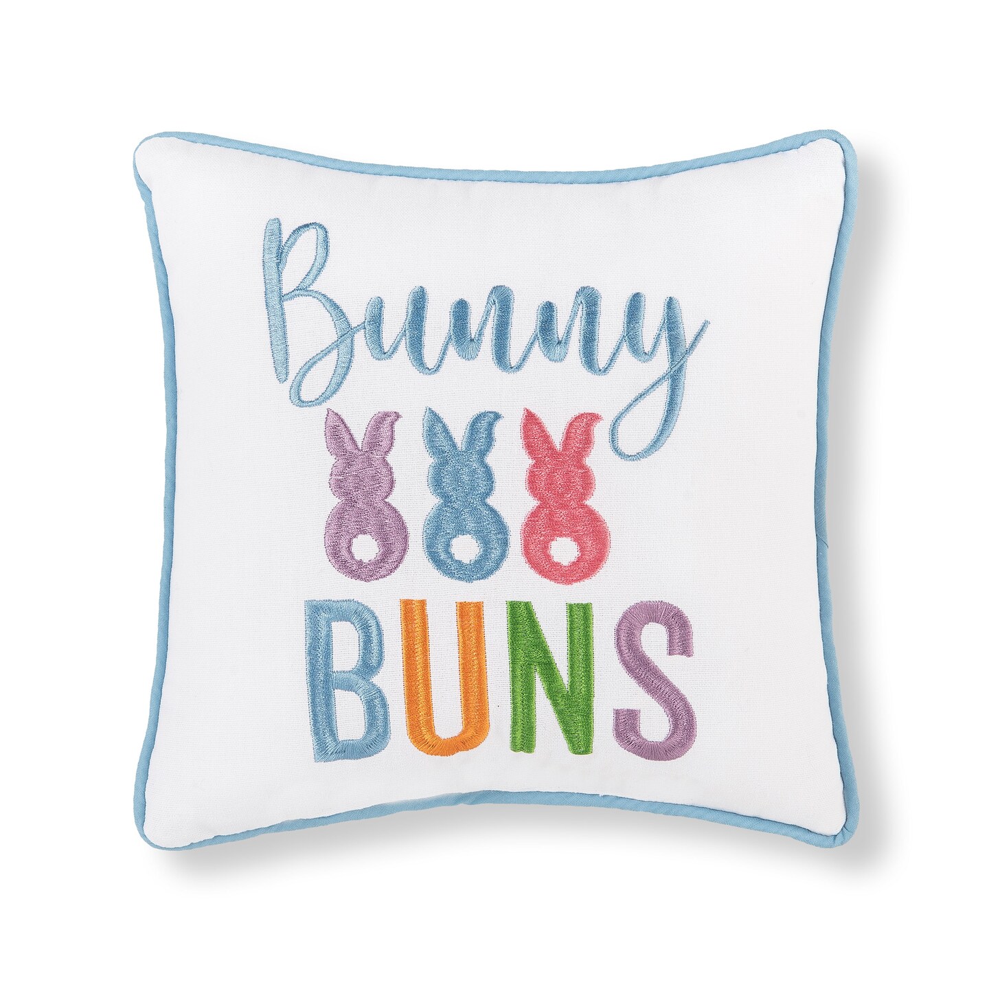 10&#x22; x 10&#x22; Bunny Buns Embroidered Petite  Size Accent Throw  Pillow