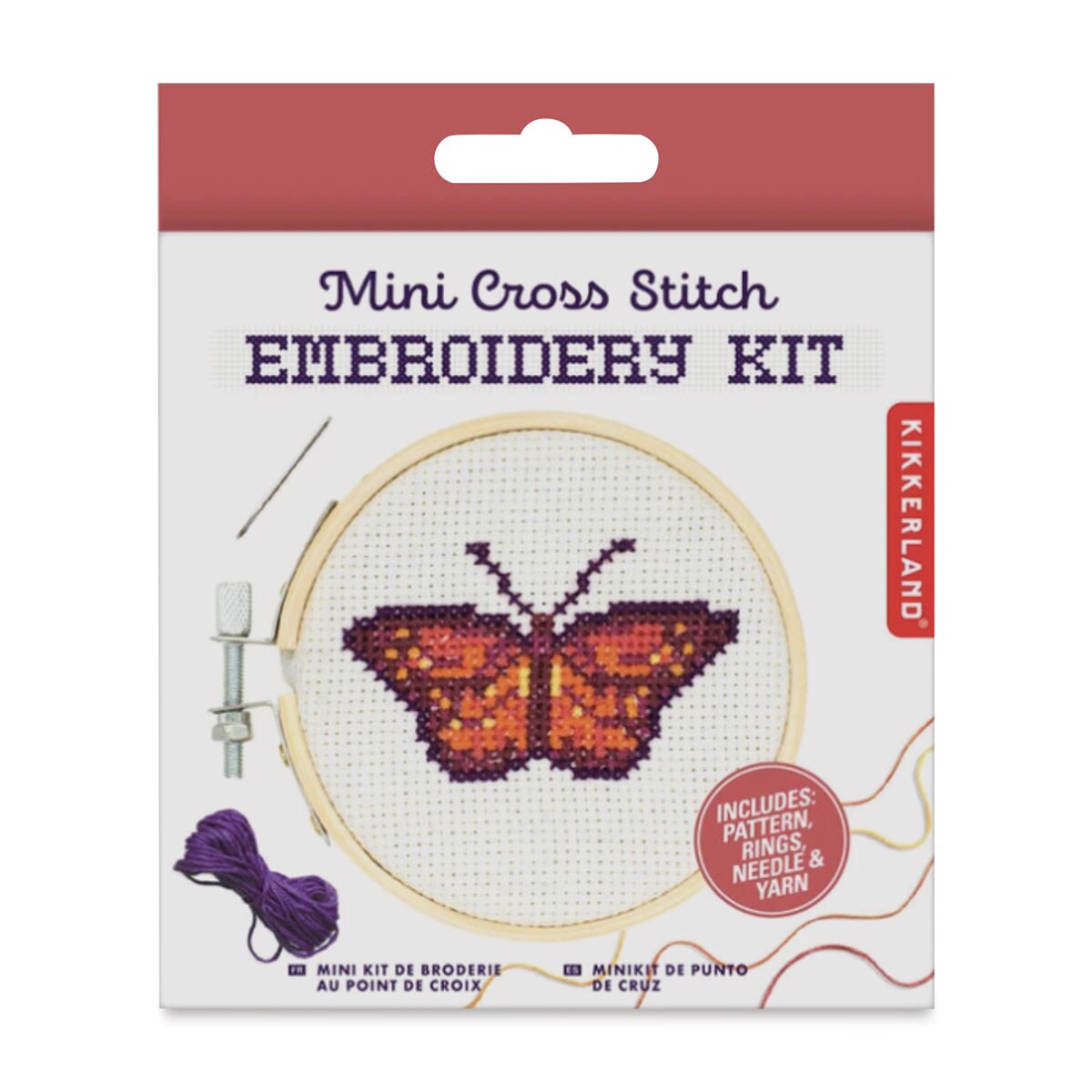 Kikkerland Mini Cross Stitch Embroidery Kit - Butterfly
