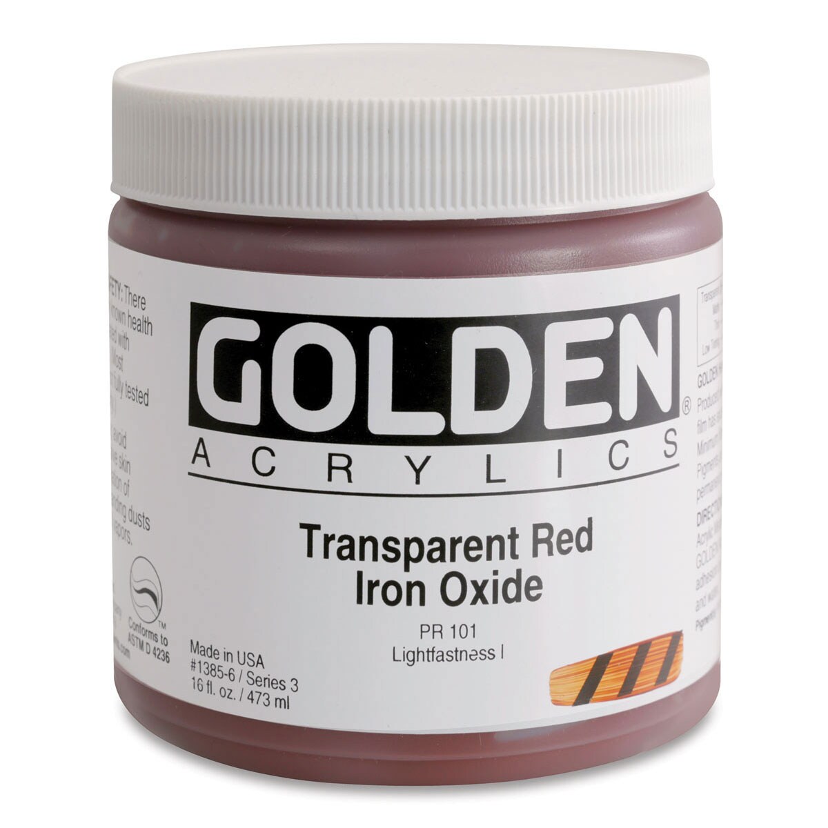 Golden Heavy Body Artist Acrylics - Transparent Red Iron Oxide, 16 oz Jar