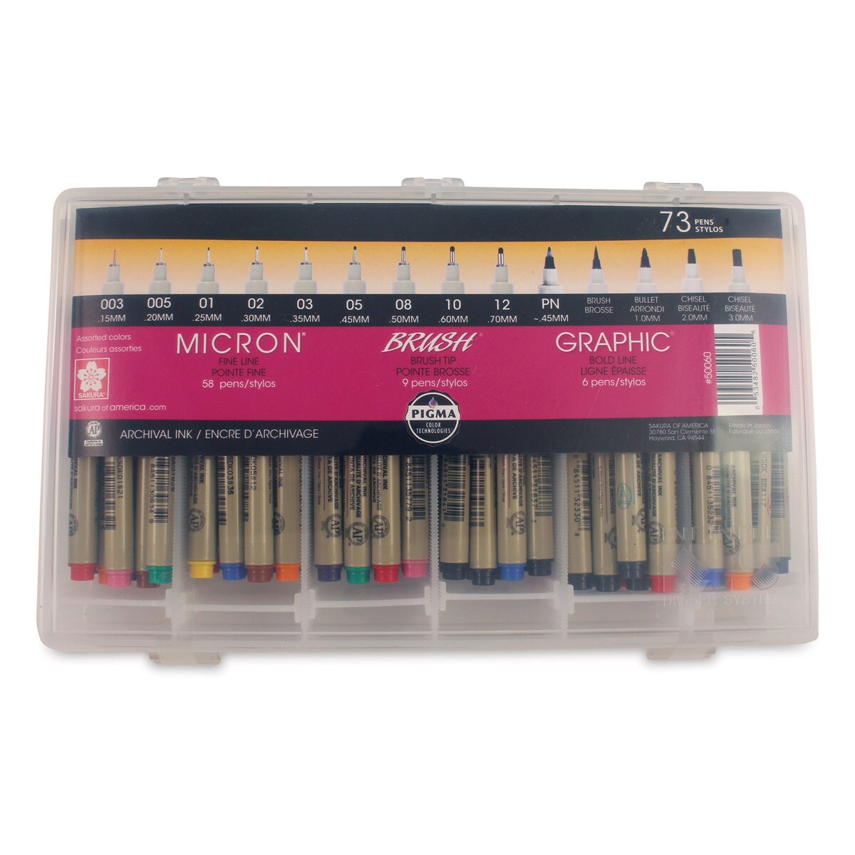 Sakura Pigma Micron, Brush and Graphic Markers - Set of 73, Assorted Colors, Assorted Sizes