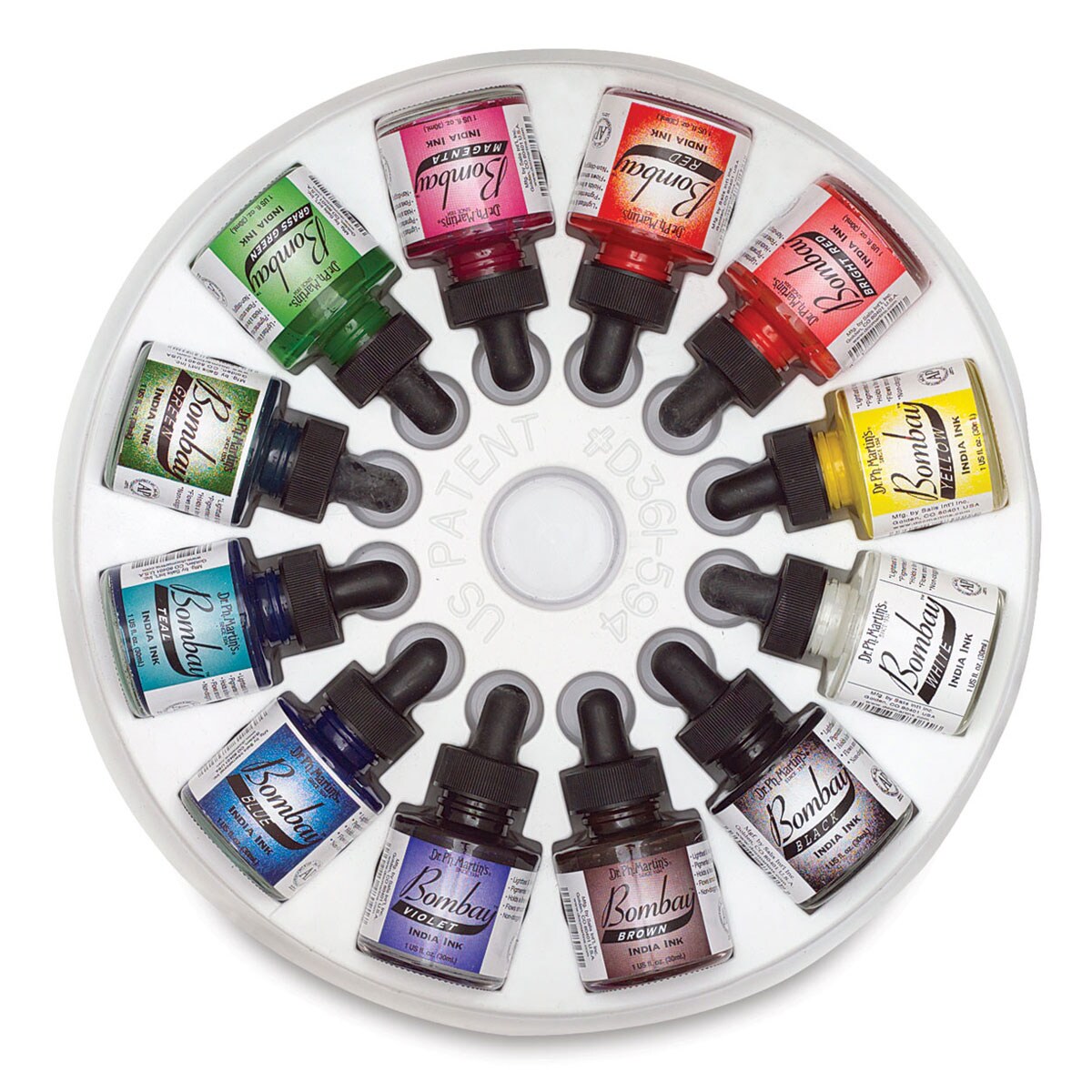 Dr. PH Martin's Bombay Set of 12 Pigmented India Inks - Color Set
