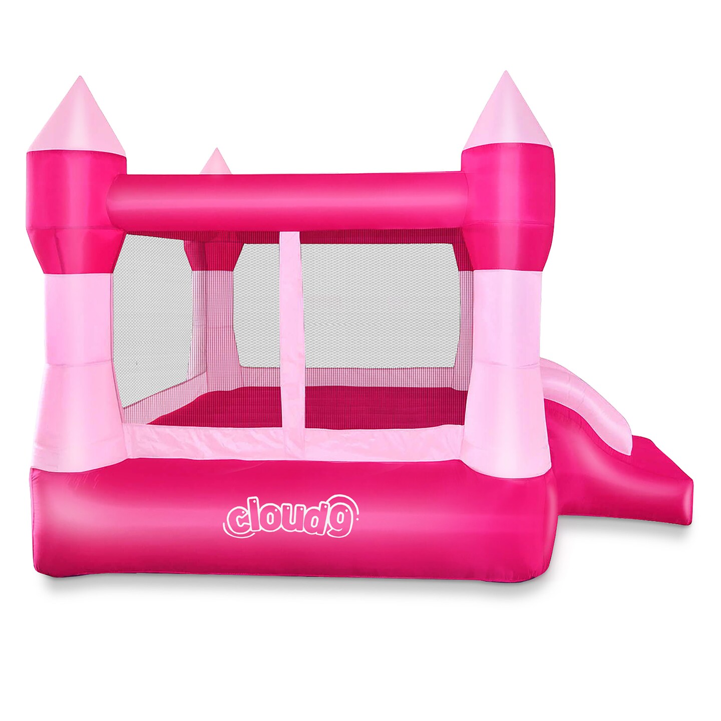 Cloud 9 Princess Bounce House, Pink Castle Inflatable Bouncer for Kids without Blower, Includes Stakes and Repair Patches