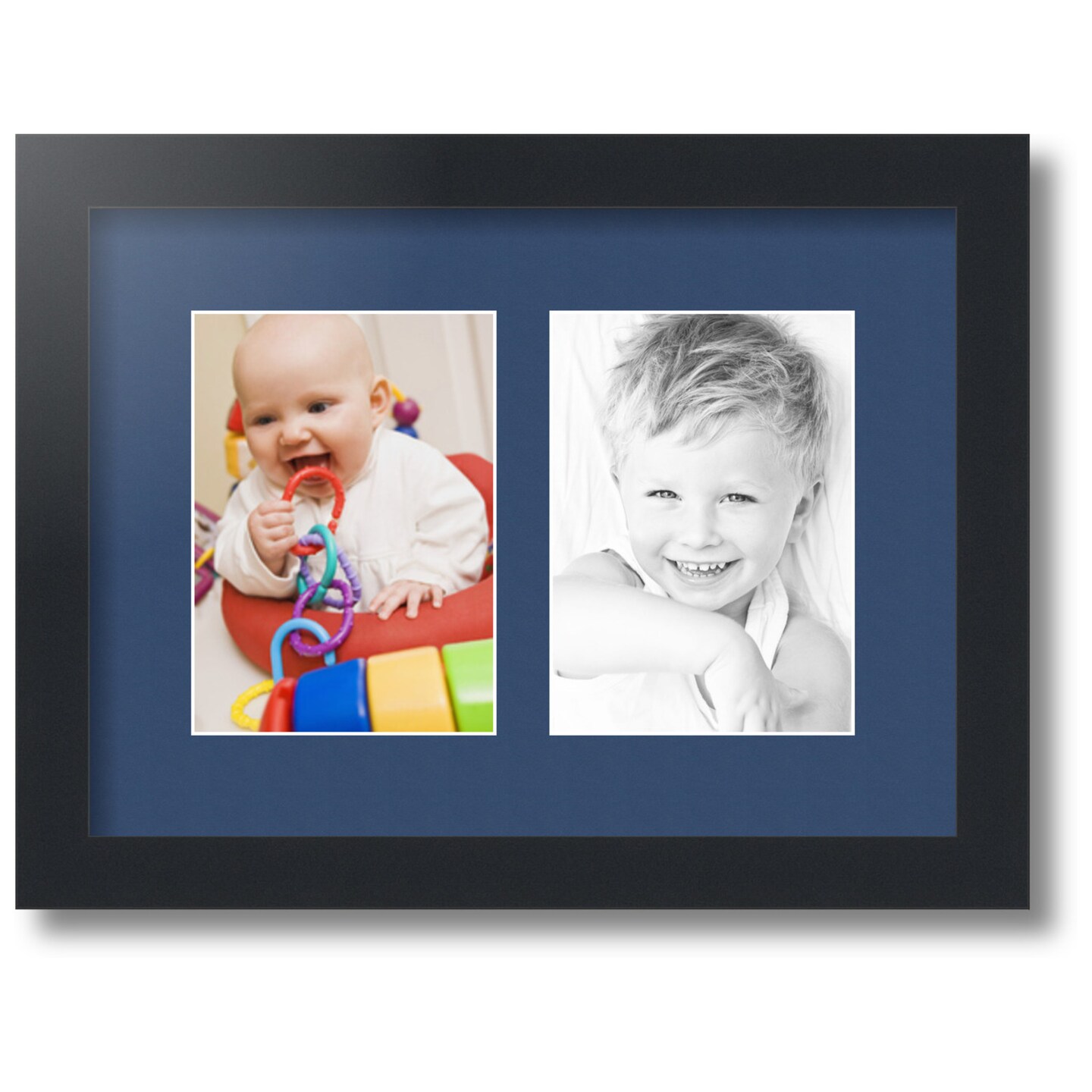 ArtToFrames Collage Photo Picture Frame with 2 - 5x7 inch Openings, Framed in Black with Over 62 Mat Color Options and Regular Glass (CSM-3926-35)