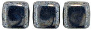 Czechmate 6mm Square Glass Czech Two Hole Tile Bead, Hematite