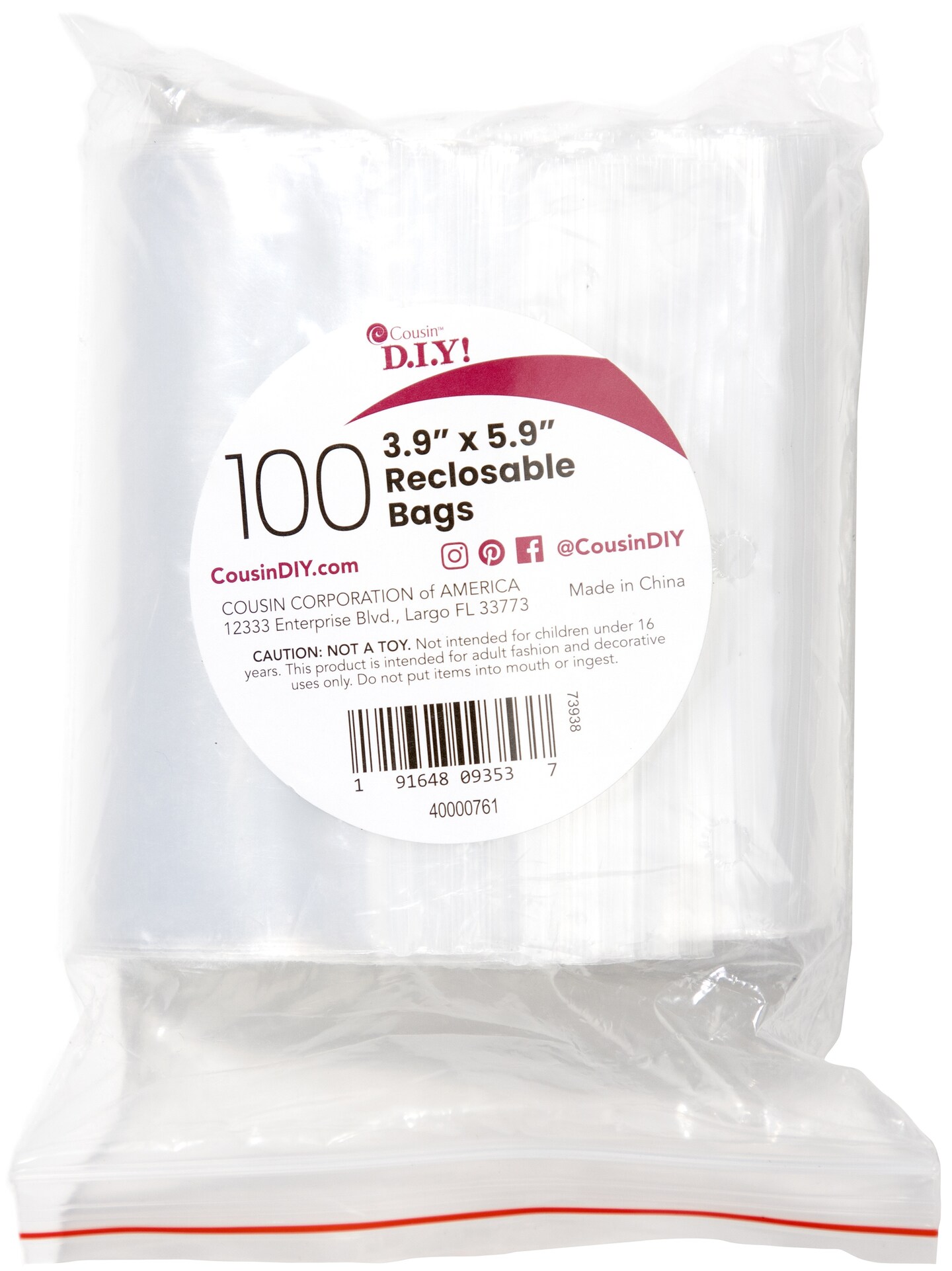 CousinDIY Reclosable Bags 100/Pkg-4