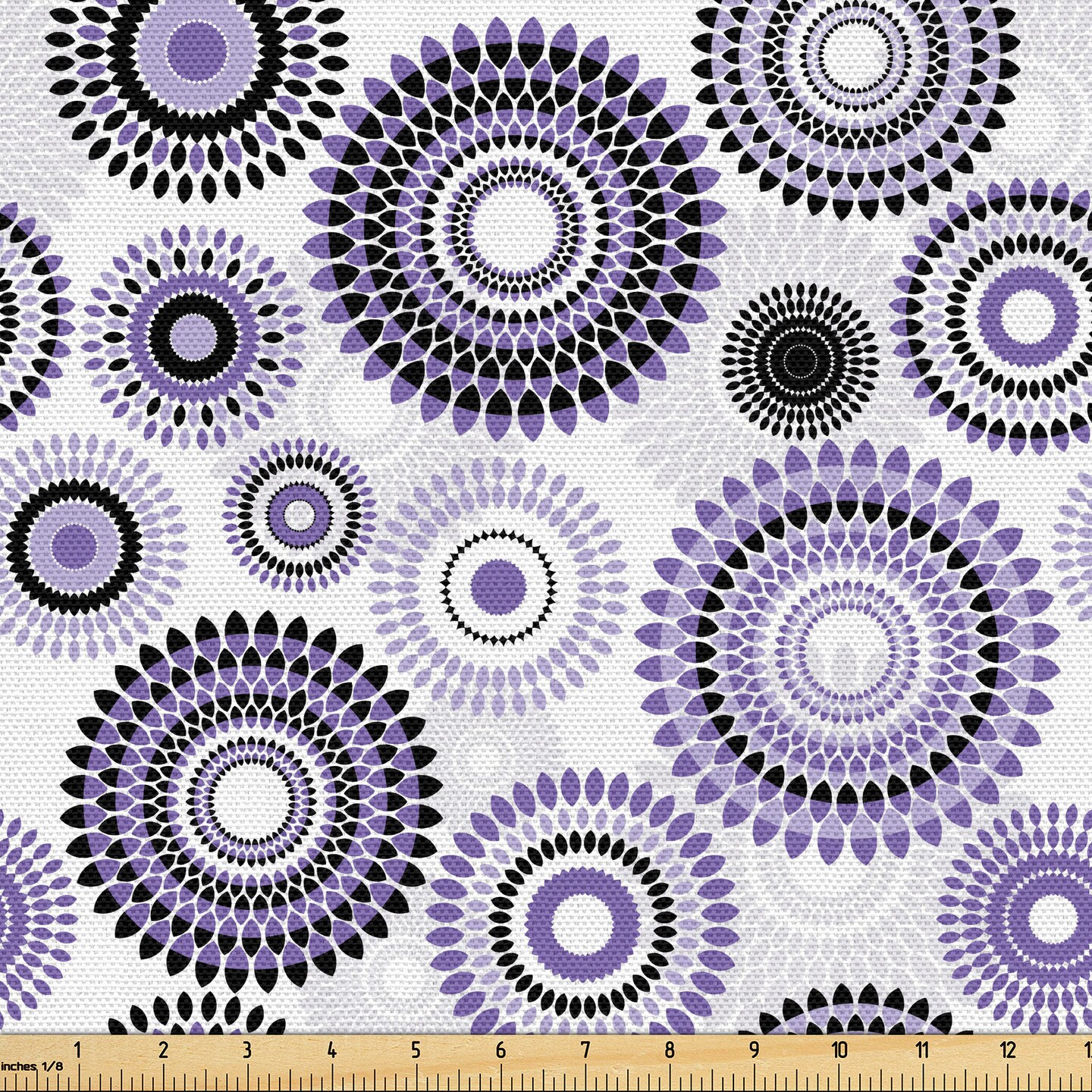 Ambesonne Purple and Black Fabric by The Yard, Scattered Round Big